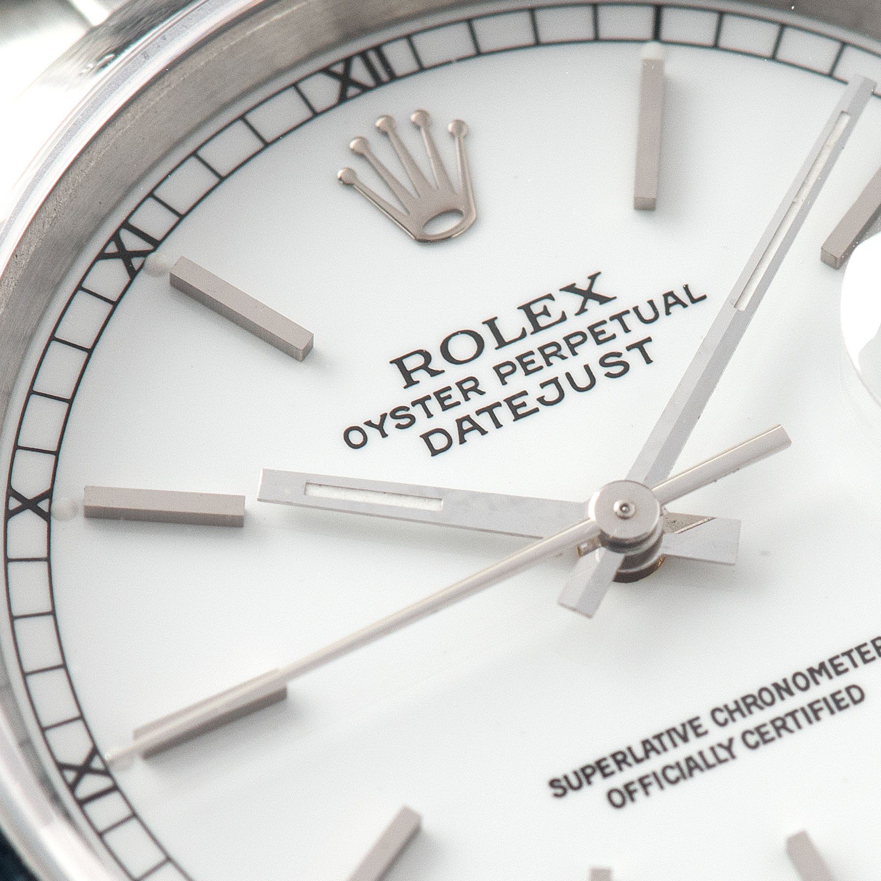 Rolex Datejust White Porcelain Dial Reference 16220