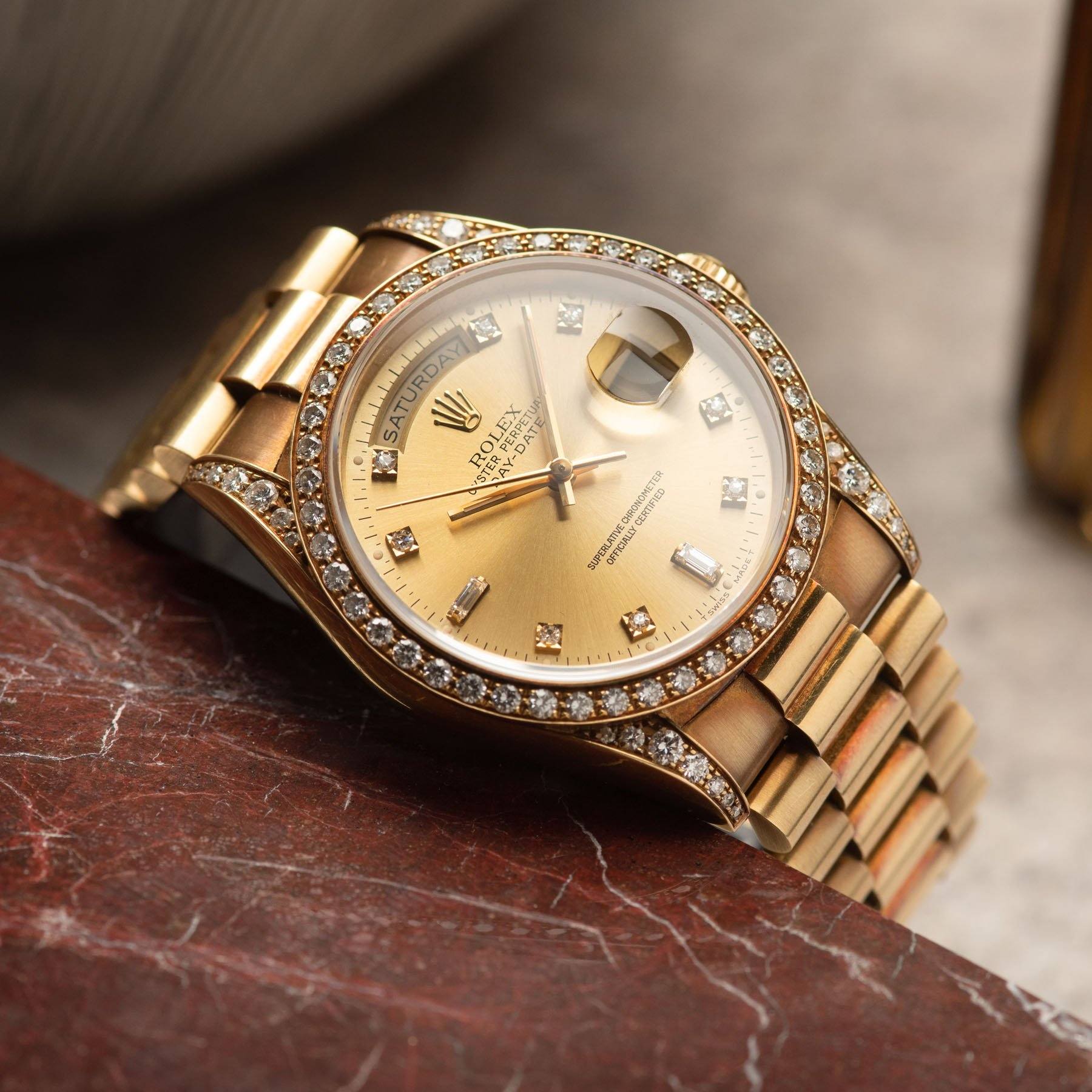 Rolex Day Date 18388 Diamond Bezel and Case with Papers