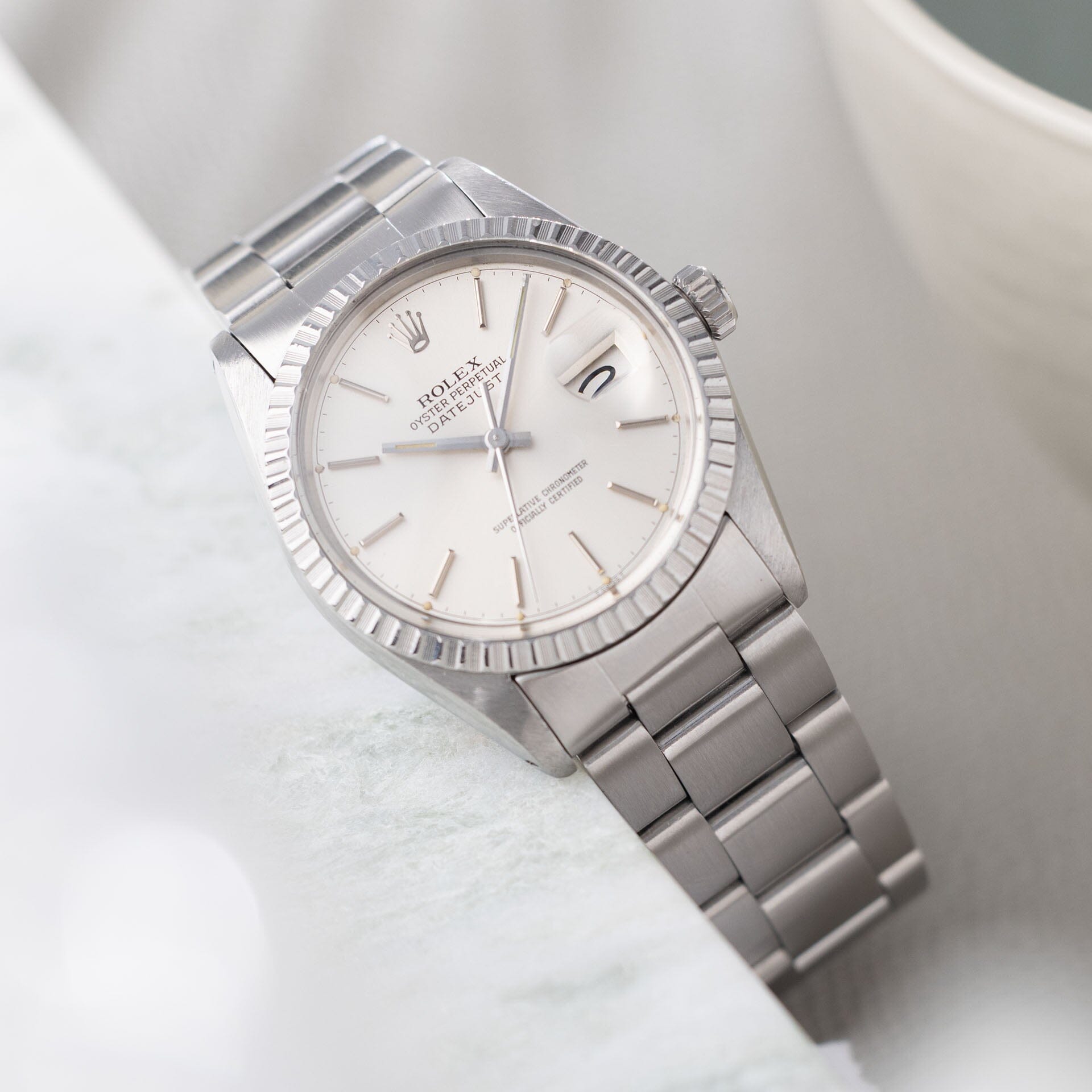Rolex Datejust 16030 Rare Silver Chapter Ring Dial