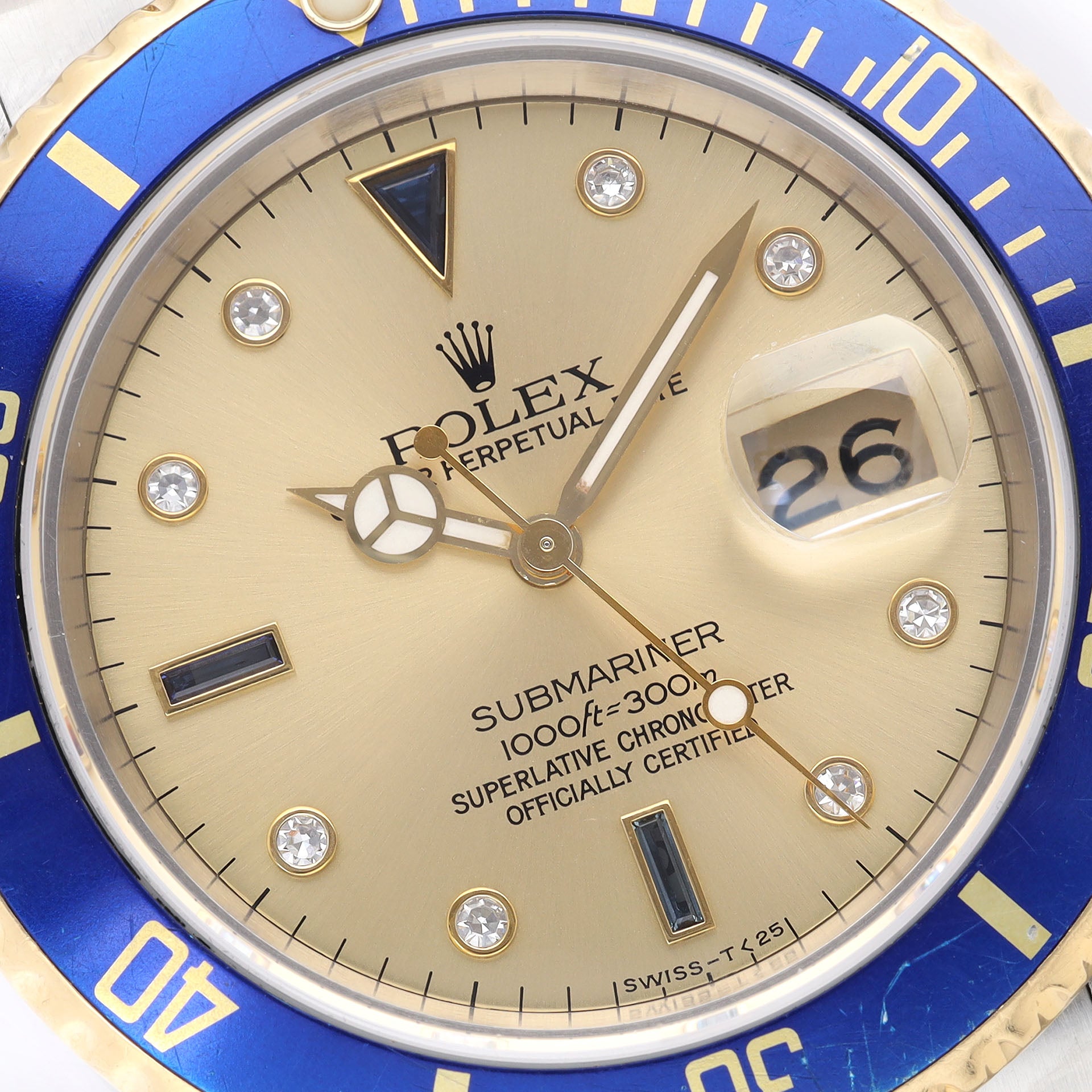 Rolex Submariner Date 16613 Blue Bezel Sultan Dial