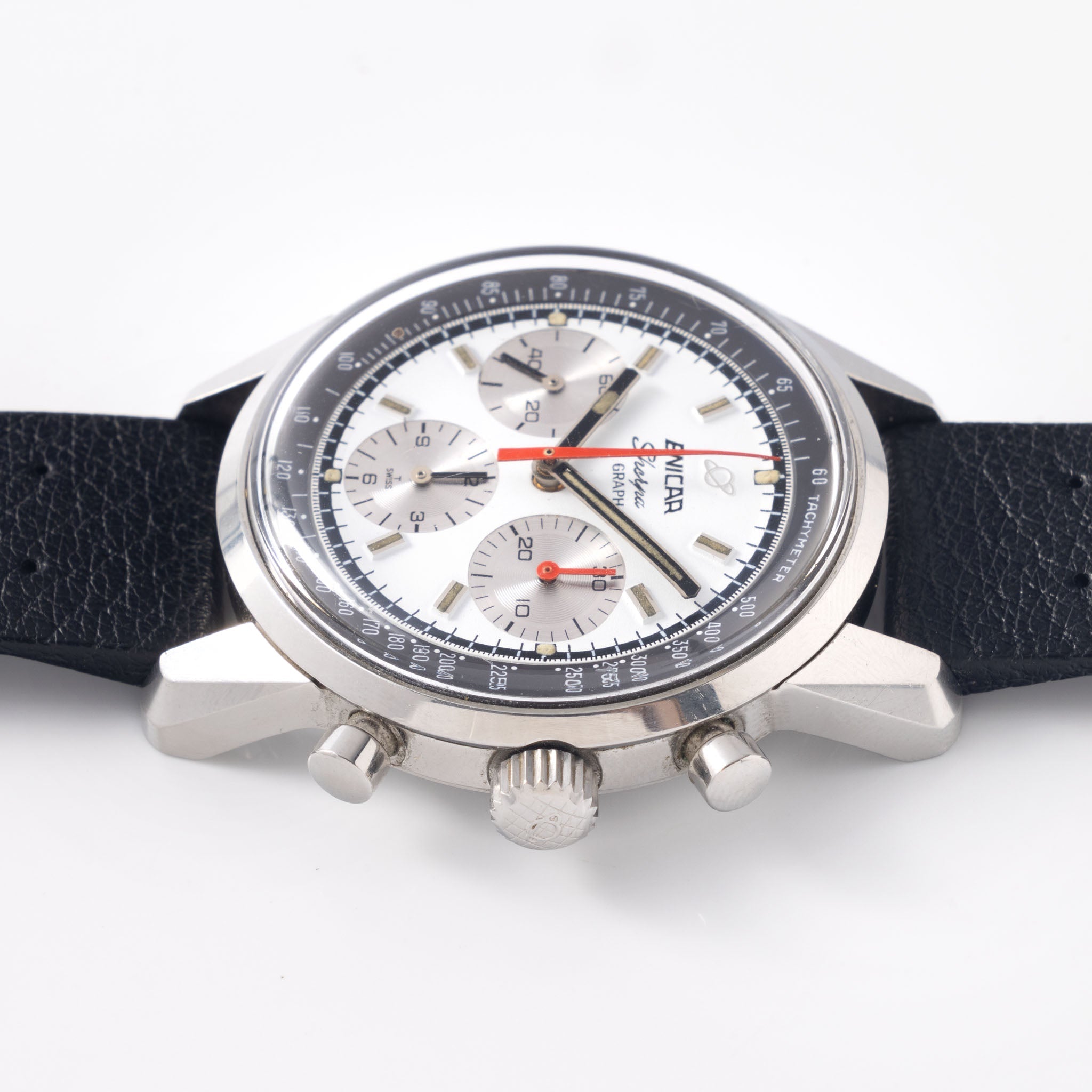 Enicar Sherpa Graph Mk4 White Dial Chronograph Ref 072-02-01