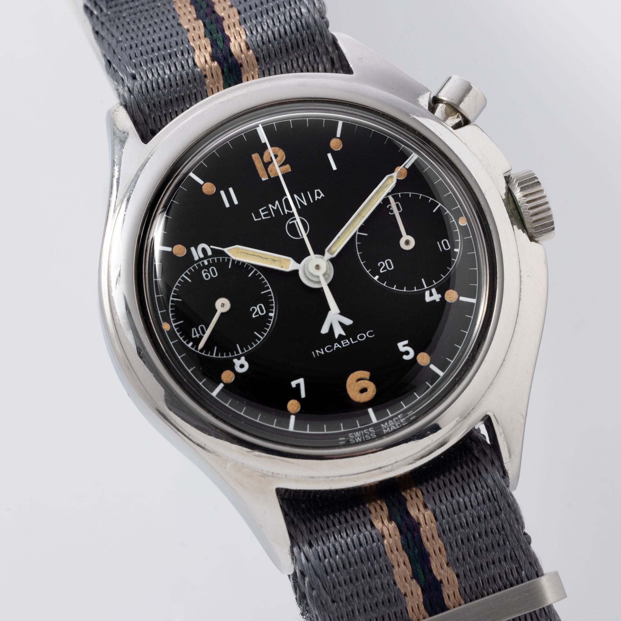 Lemania Monopusher Chronograph Issued to British Armed Forces 6bb  ‌