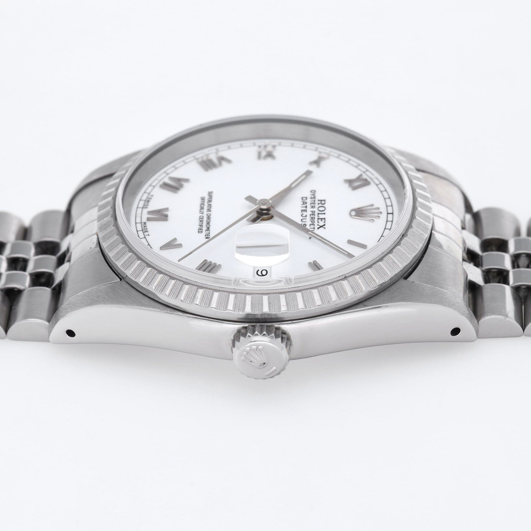 Rolex Datejust 16220 White Porcelain Dial Applied Roman Hours