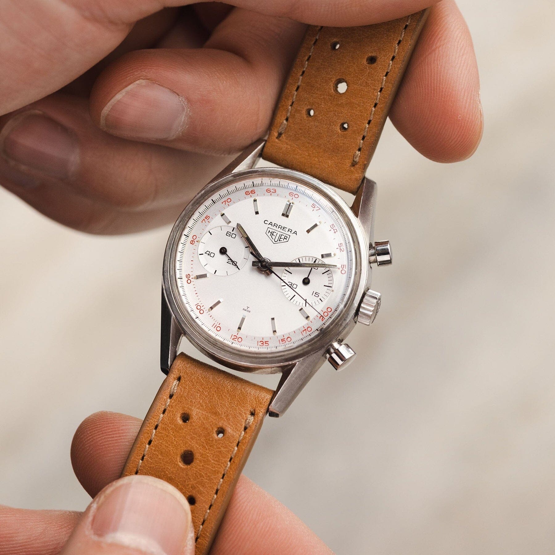 Racing Caramel Brown Leather Watch Strap