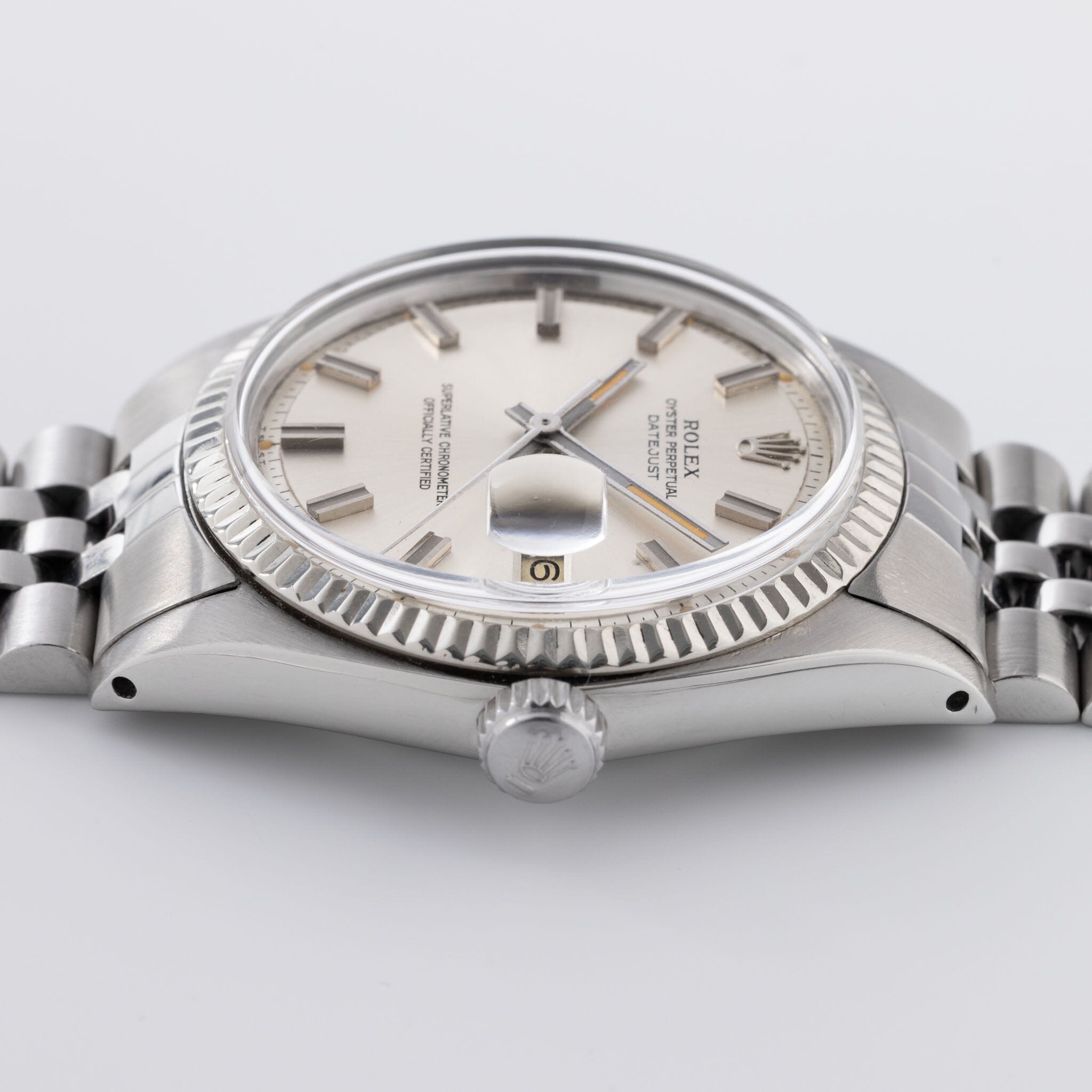 Rolex Datejust Wide Boy Dial ref 1601 crown side