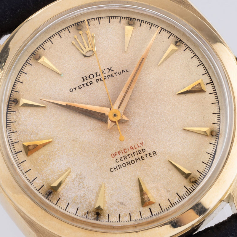 Rolex Oyster perpetual 18 k Yellow Gold Red Writing Dial ref 6084 ...