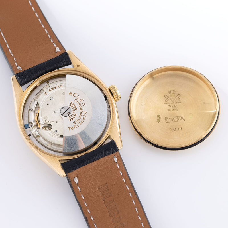 Rolex Oyster perpetual 18 k Yellow Gold Red Writing Dial ref 6084 ...