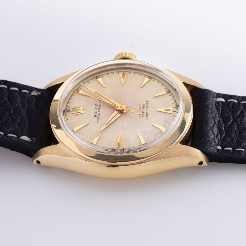 Rolex Oyster perpetual 18 k Yellow Gold Red Writing Dial ref 6084 ...