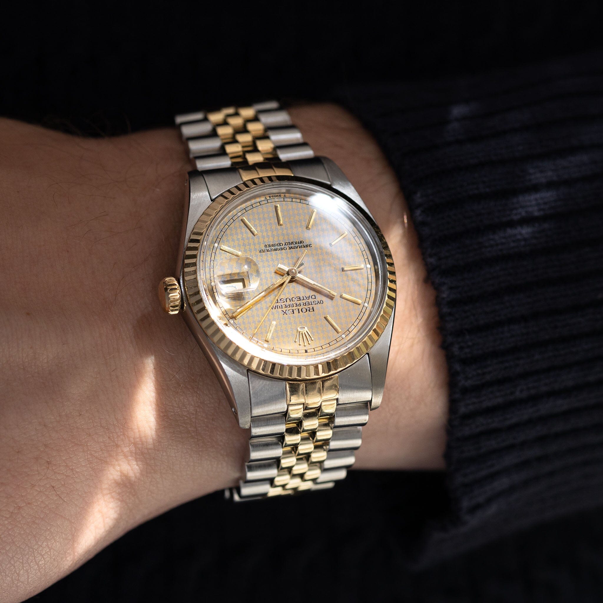 Rolex Datejust 16013 Steel and Yellow Gold Houndstooth Dial