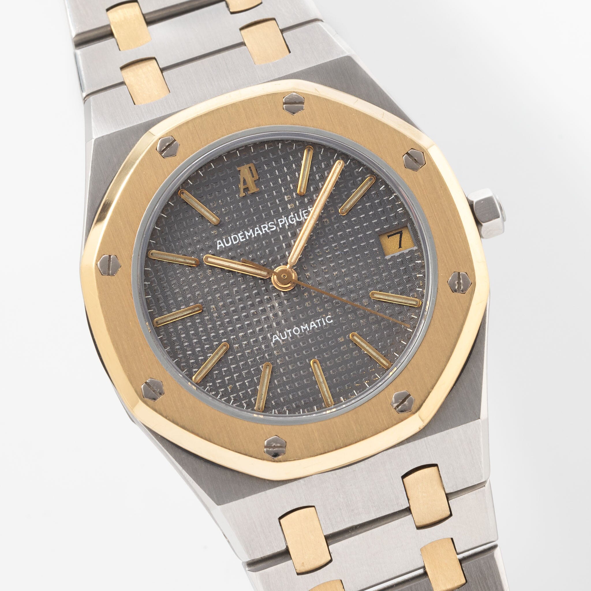 Audemars Piguet Royal Oak Steel and Gold ref 4100SA slate dial with bo