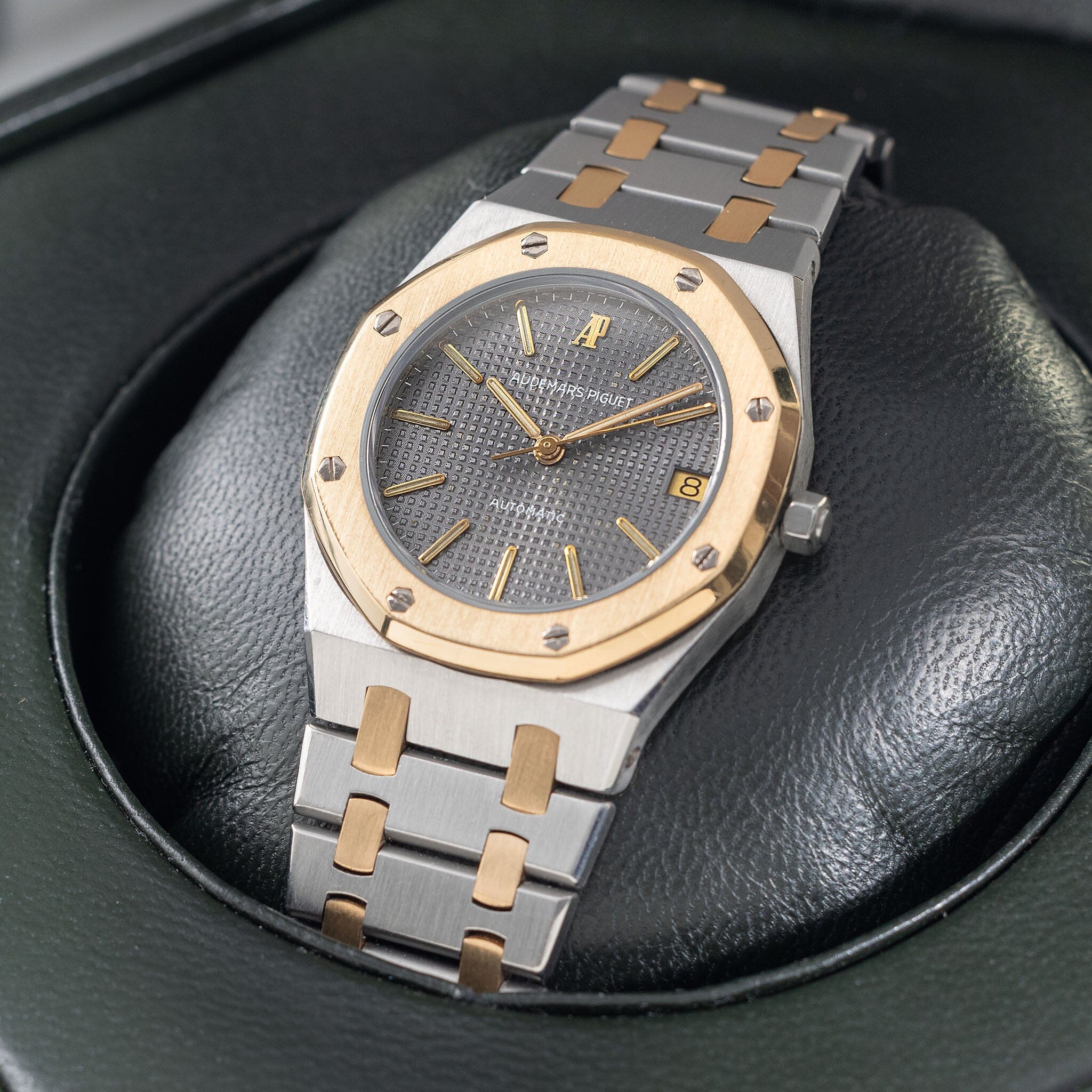 Audemars Piguet Royal Oak Steel and Gold ref 4100SA slate dial with bo