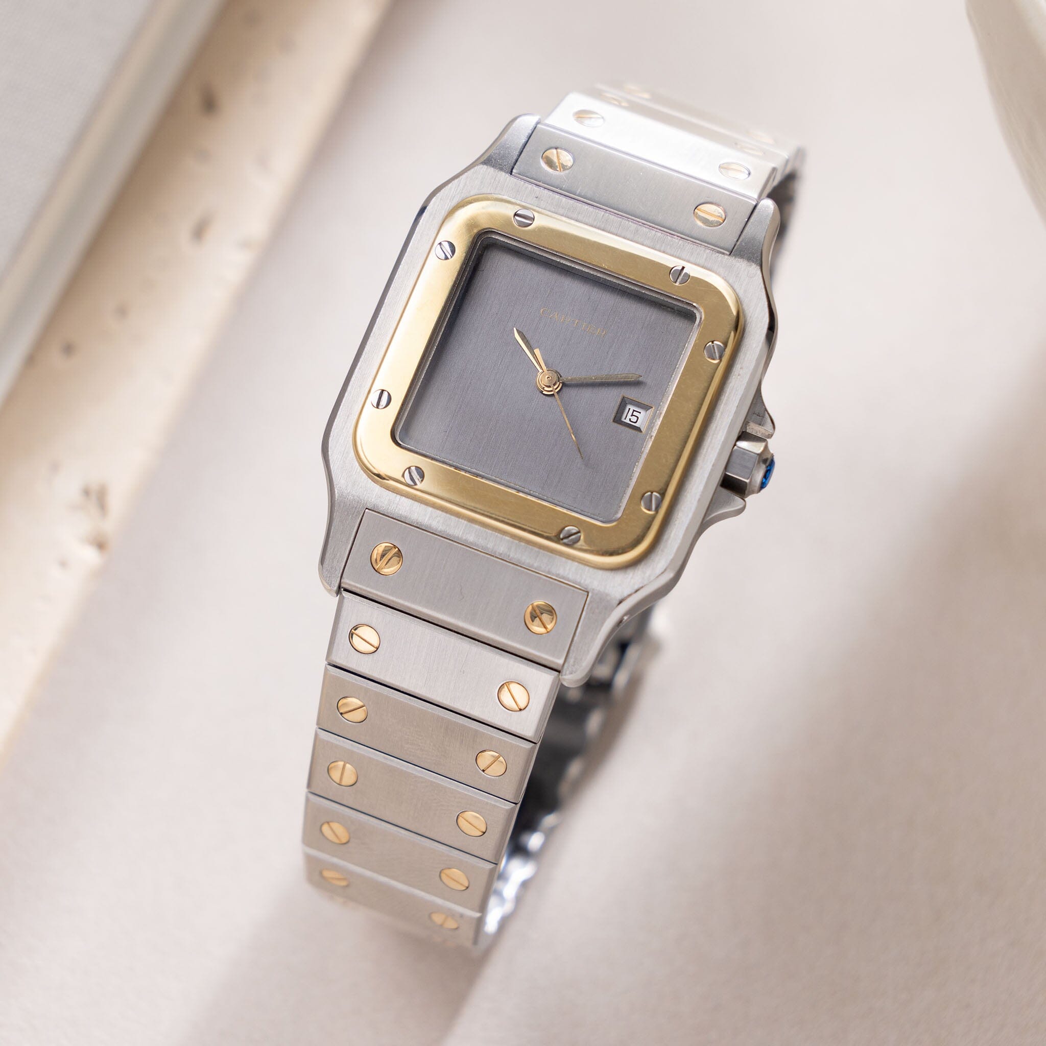 Cartier Santos Steel and Gold with Slate Grey Dial Ref 2961 