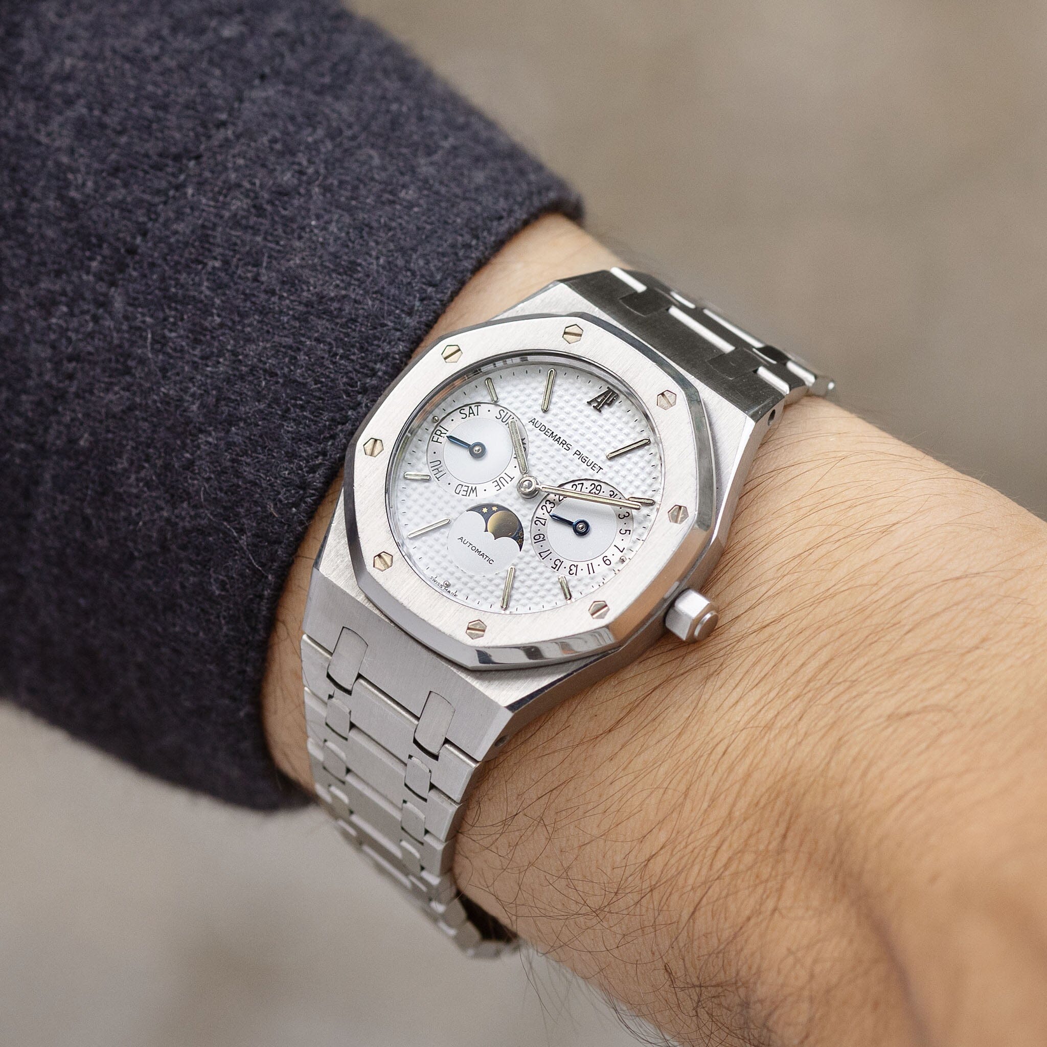 Audemars Piguet Royal Oak Day Date Moonphase ref 25594ST White Dial