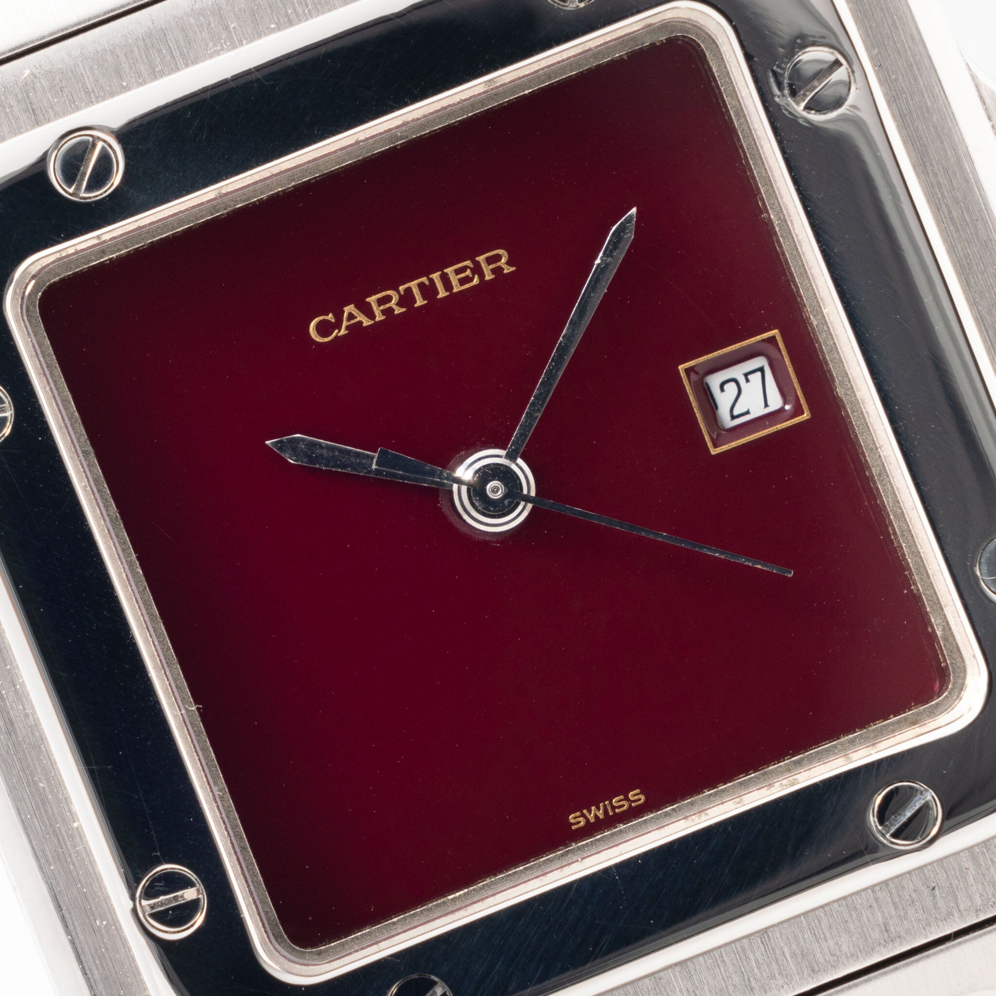 Cartier Santos Carrée Steel with Burgundy Dial Ref 2960
