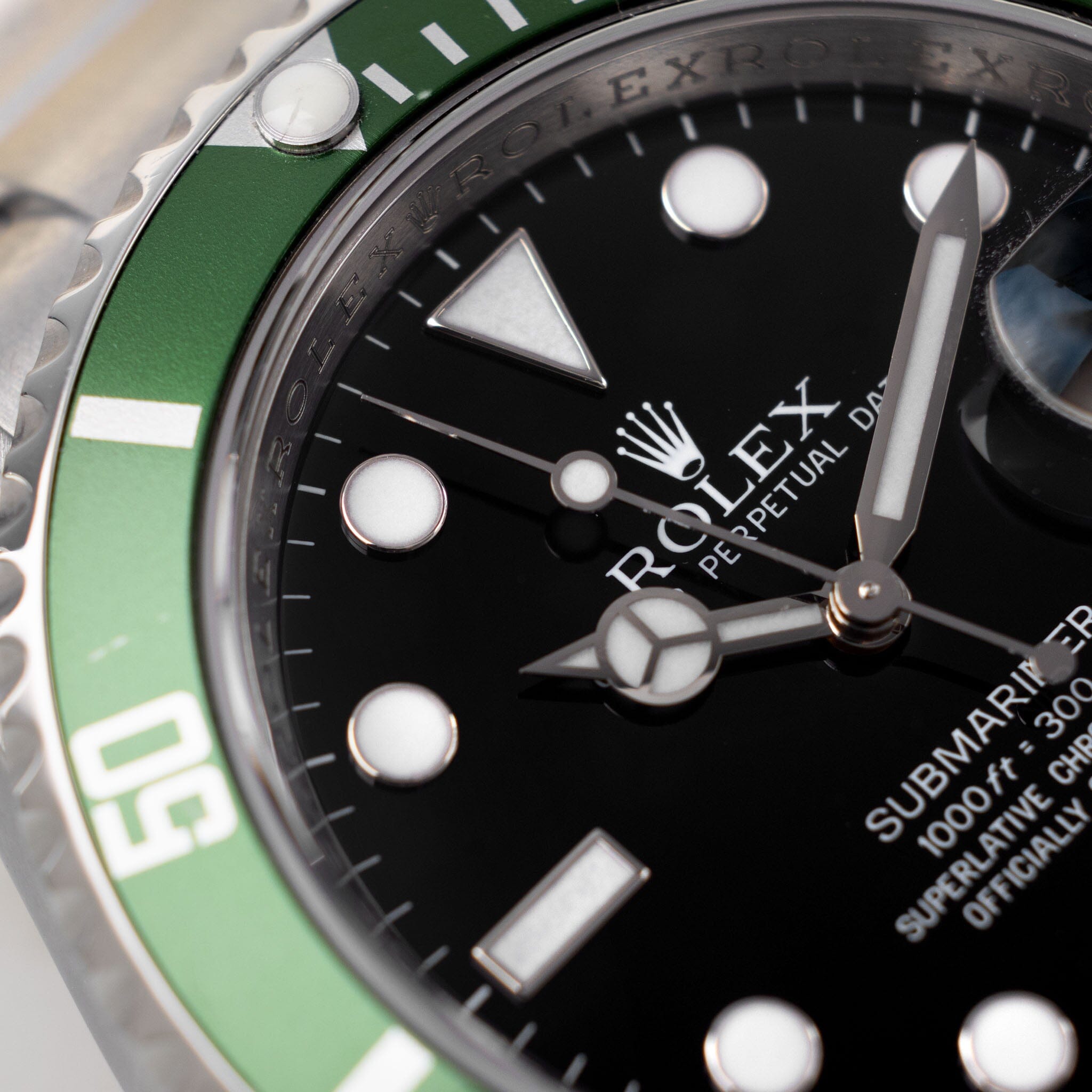 Rolex Submariner Date, Black Dial, Green Bezel Kermit Flat Four, Steel,  16610LV