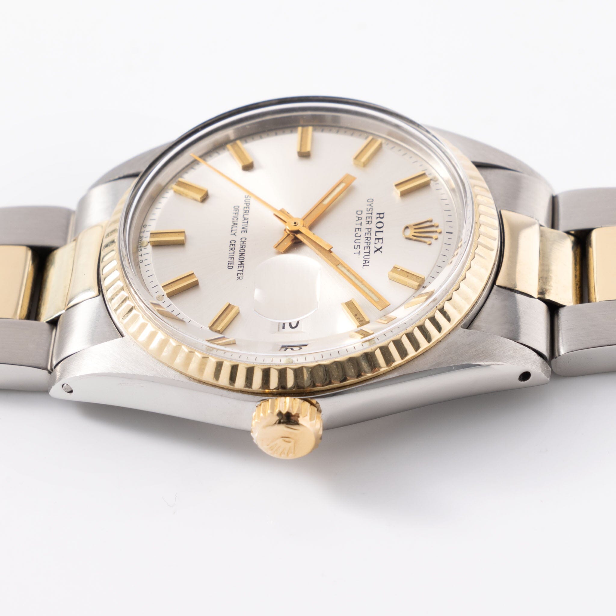 Rolex Datejust Steel and Yellow Gold Silver Wide Boy Dial Ref 1601/3