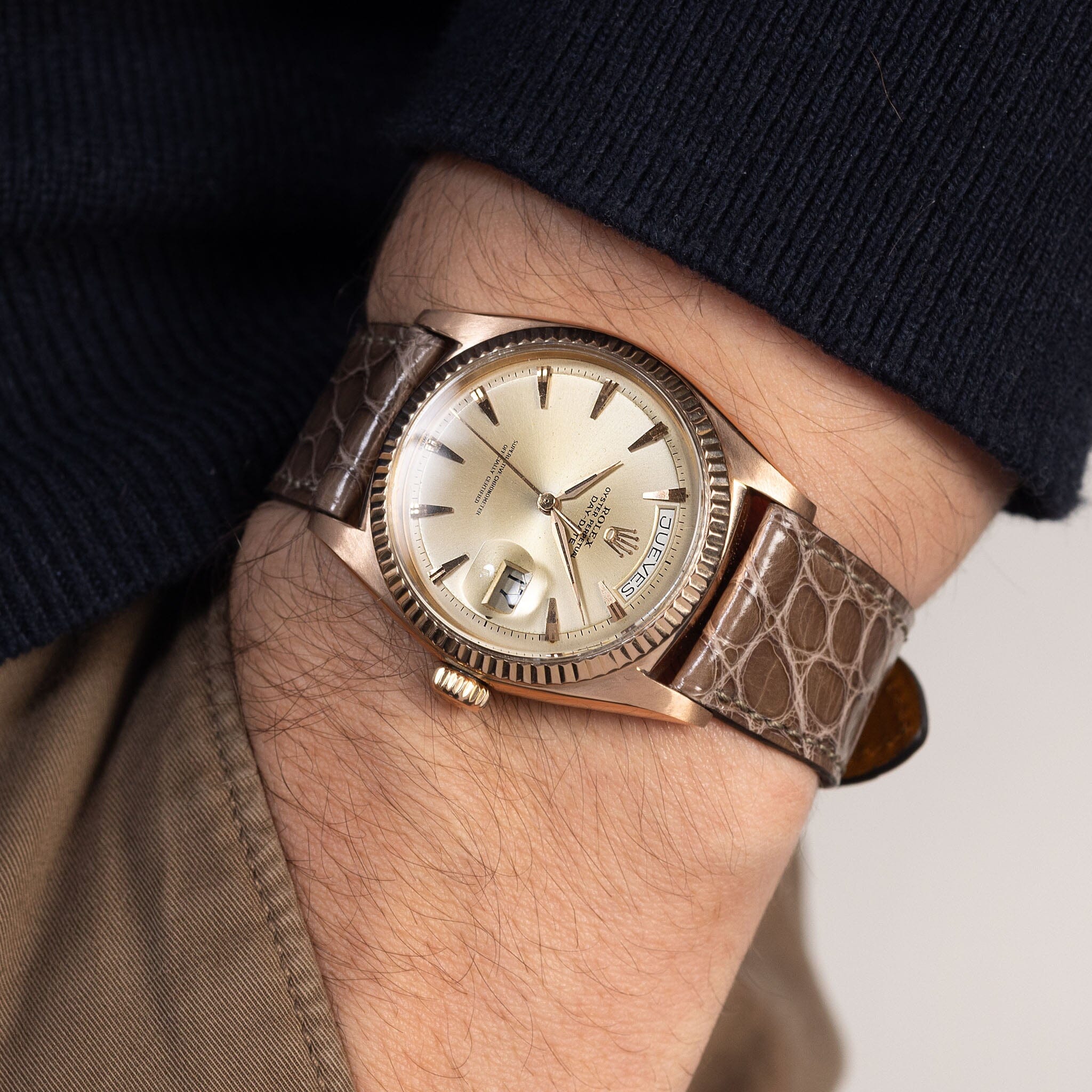 Rolex Day Date Ref. 1803 Rose Gold with Champagne Claw Markers Dial