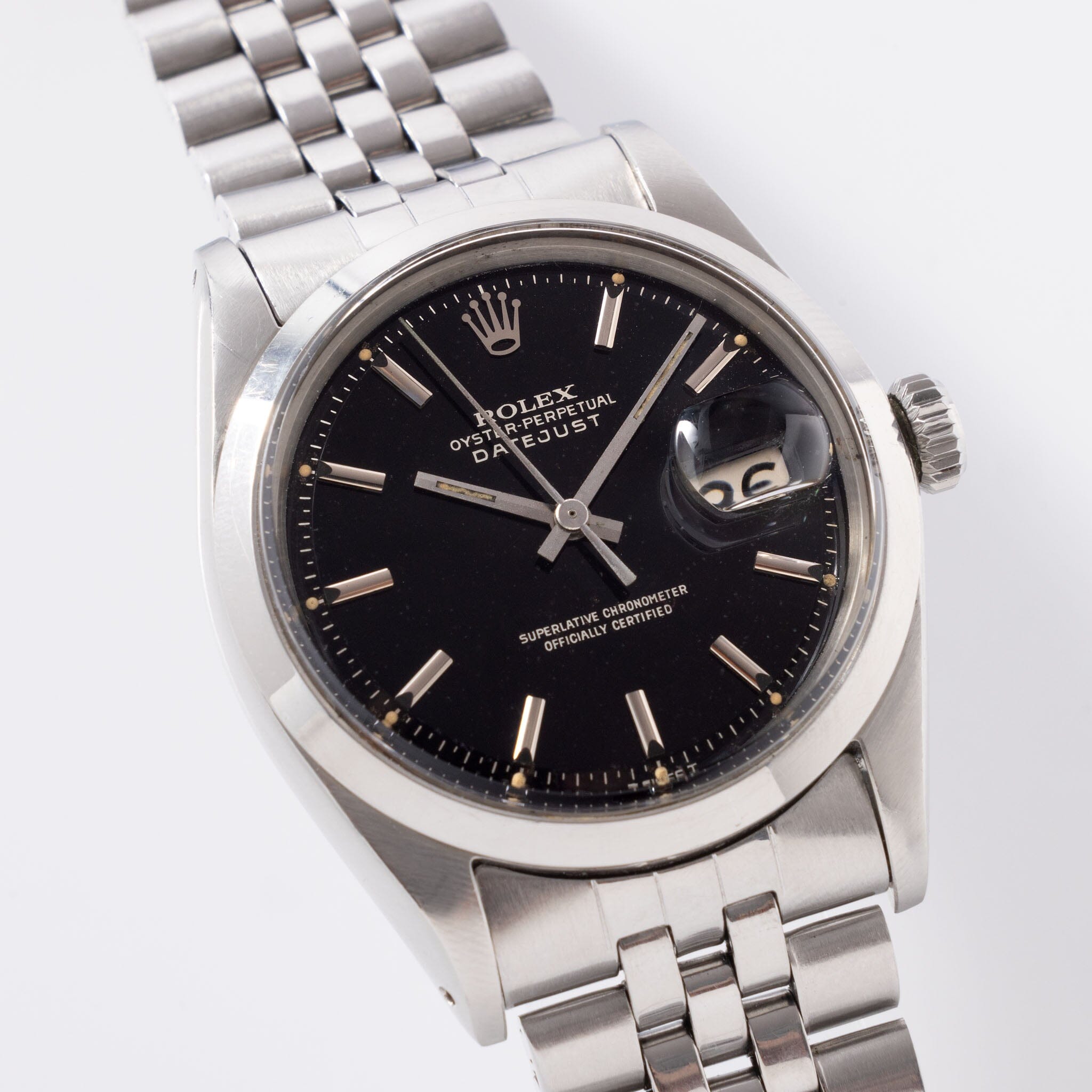 Rolex Datejust Black Gilt Dial Box and Papers Ref 1600