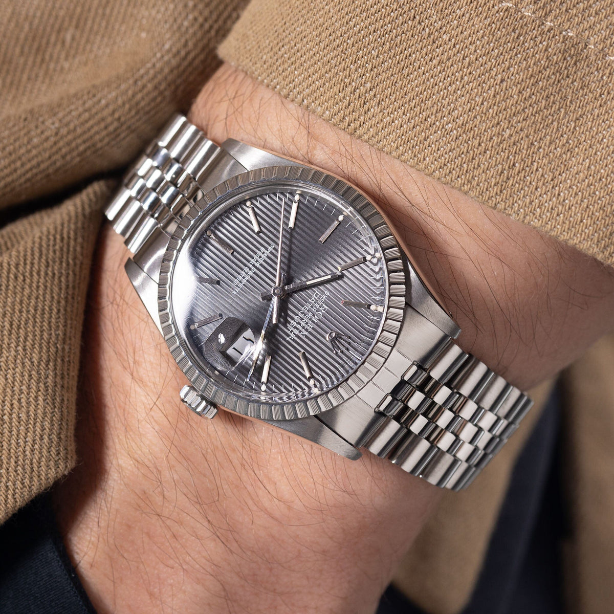 Rolex Grey Rolex Datejust Grey Tapestry dial ref 16030
