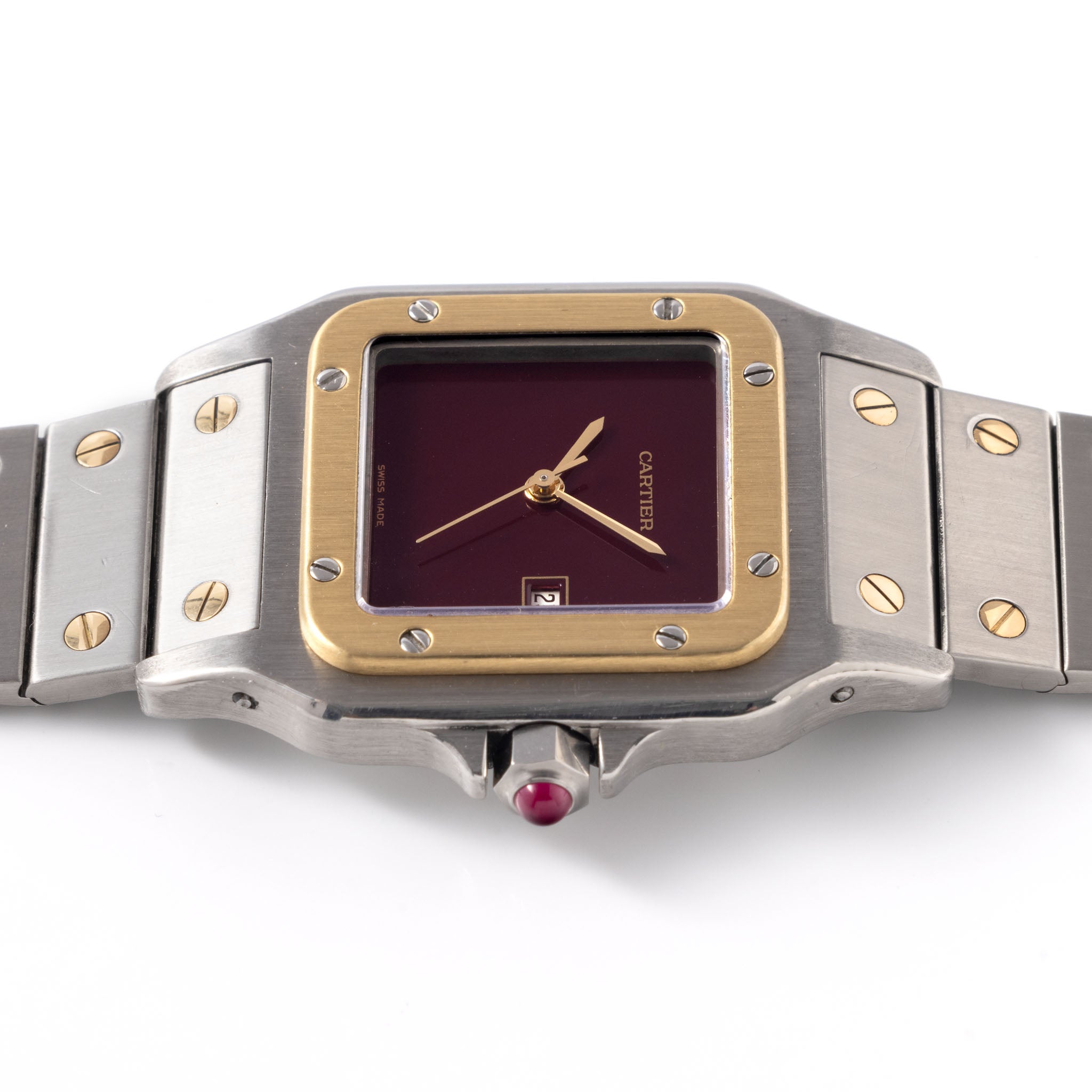 Cartier Santos 2961 Steel and Gold with Burgundy Dial