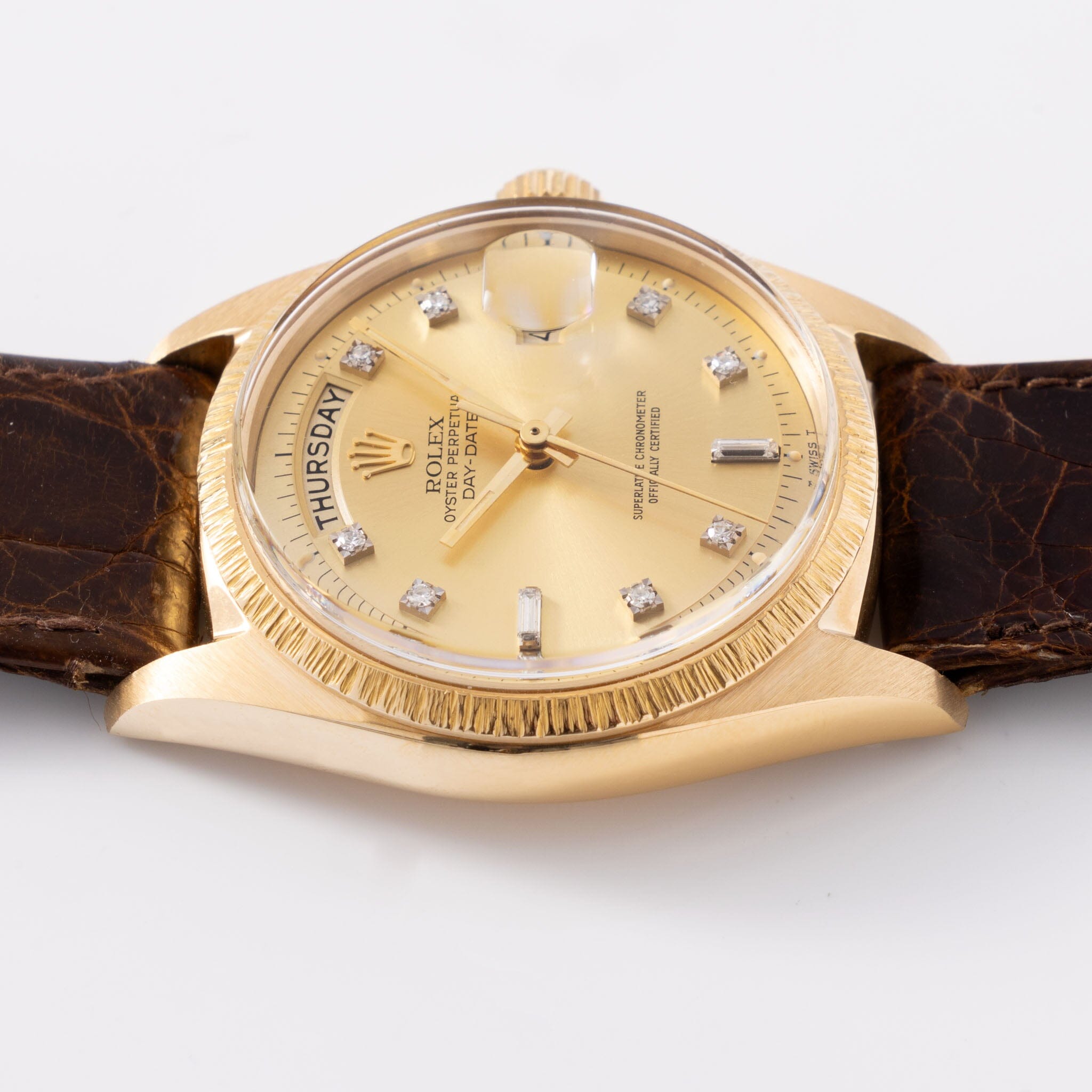 Rolex Day-Date Yellow Gold Champagne Diamond Hours Dial Ref 1807