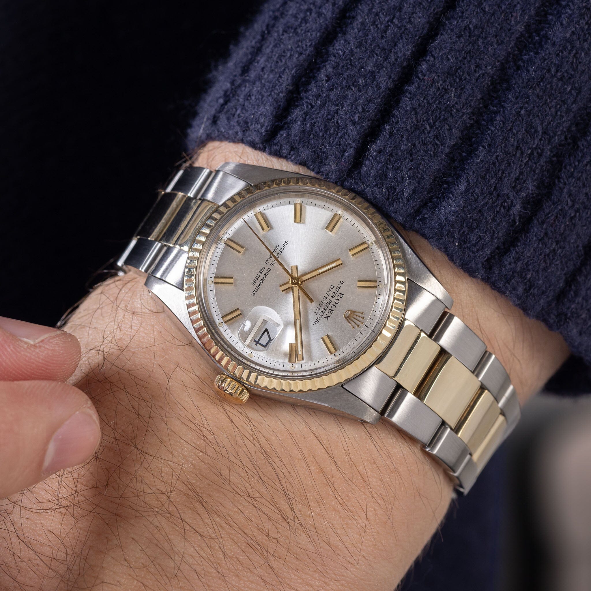 Rolex Mens Datejust On Wrist Rolex Datejust Steel And Yellow Gold