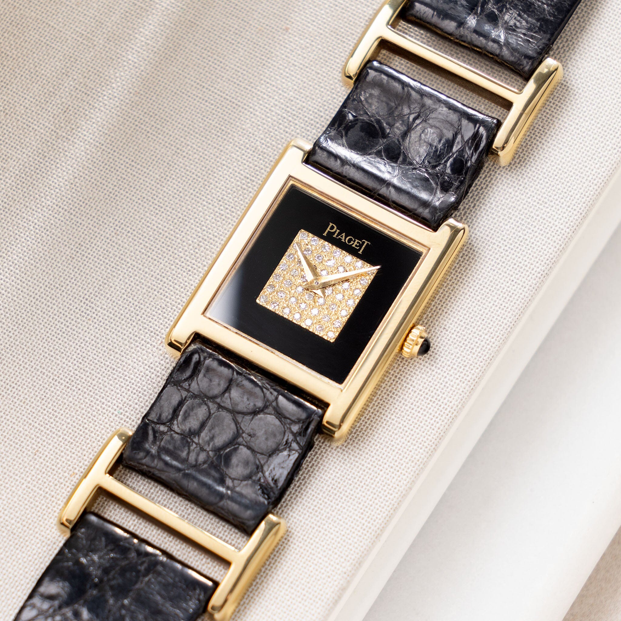 Piaget Tank Onyx and Diamond Dial Box and Papers Ref 90802