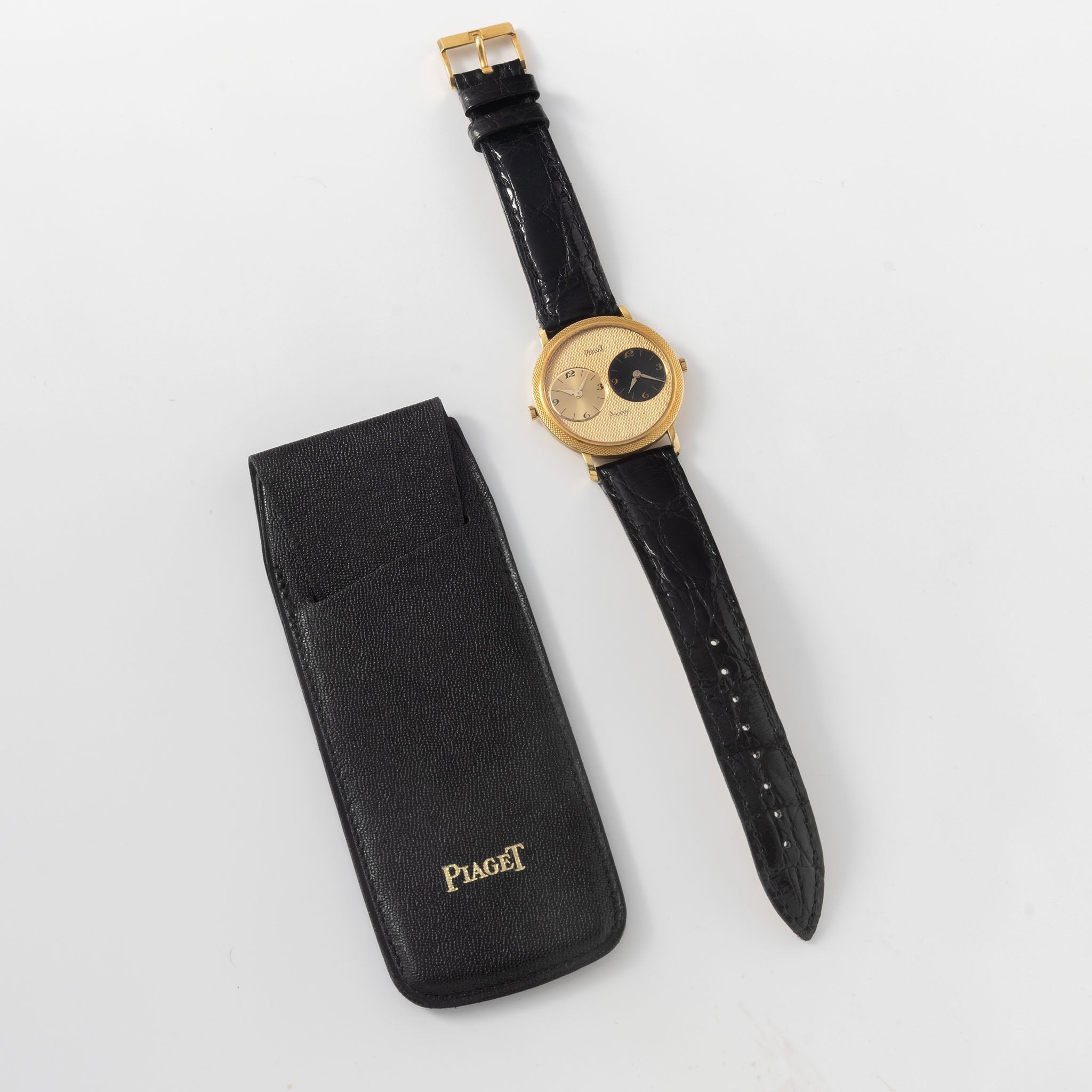 Piaget Asprey-Signed Altiplano Dual Time Yellow Gold Ref 612103