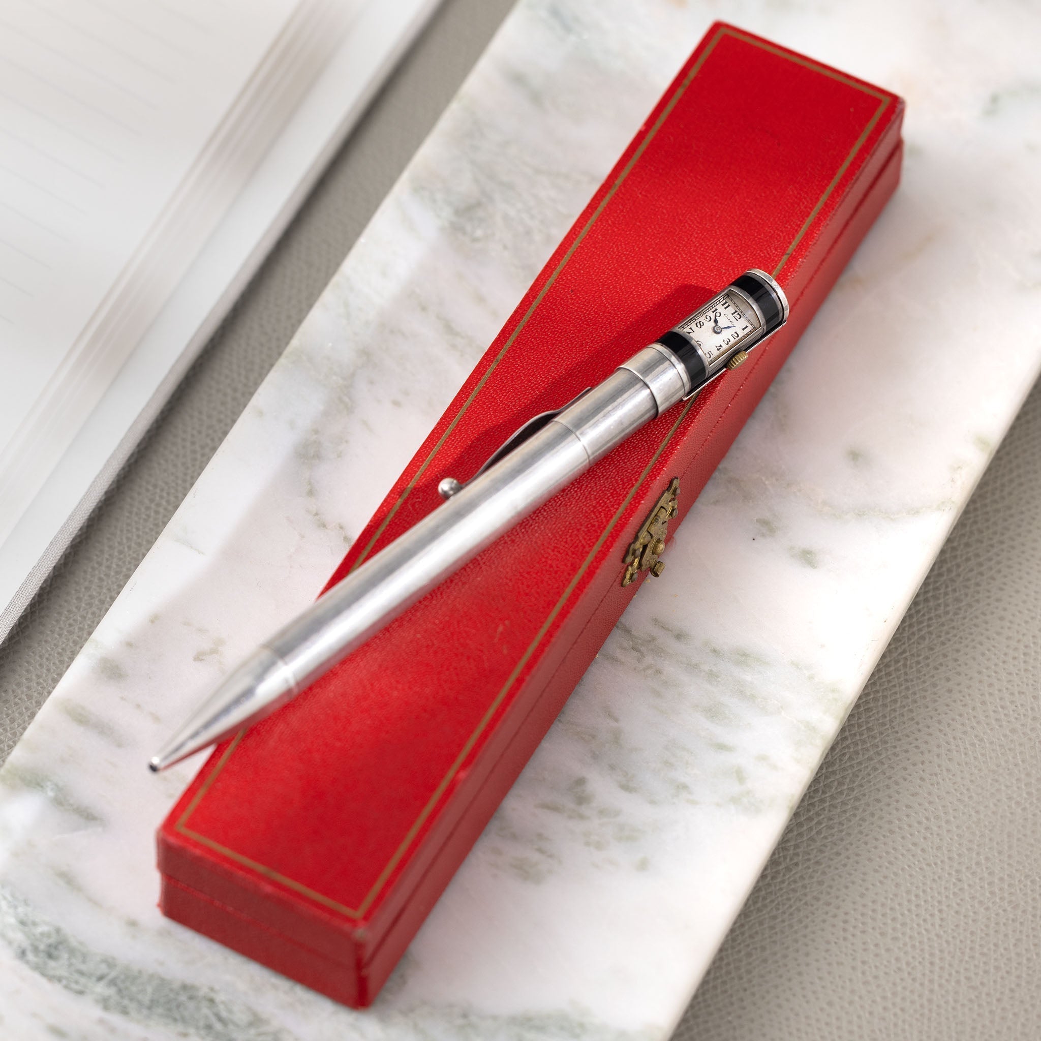 Cartier Art Deco Pencil Watch with Concealed Lighter Sterling