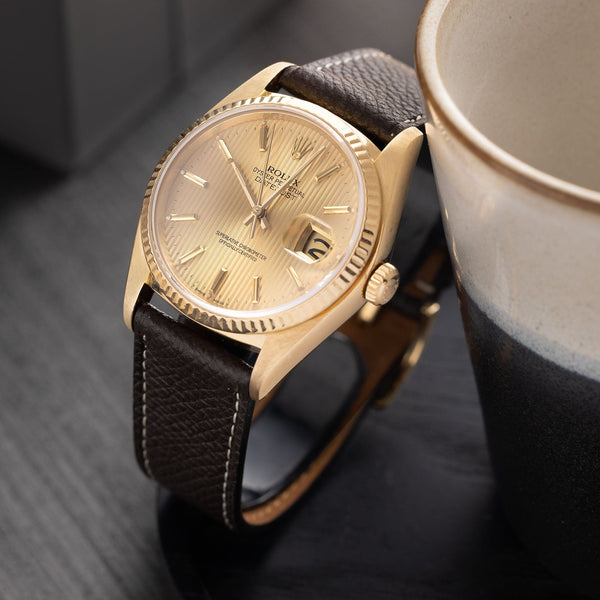 Rolex Datejust 16018 Yellow Gold Champagne Tapestry Dial