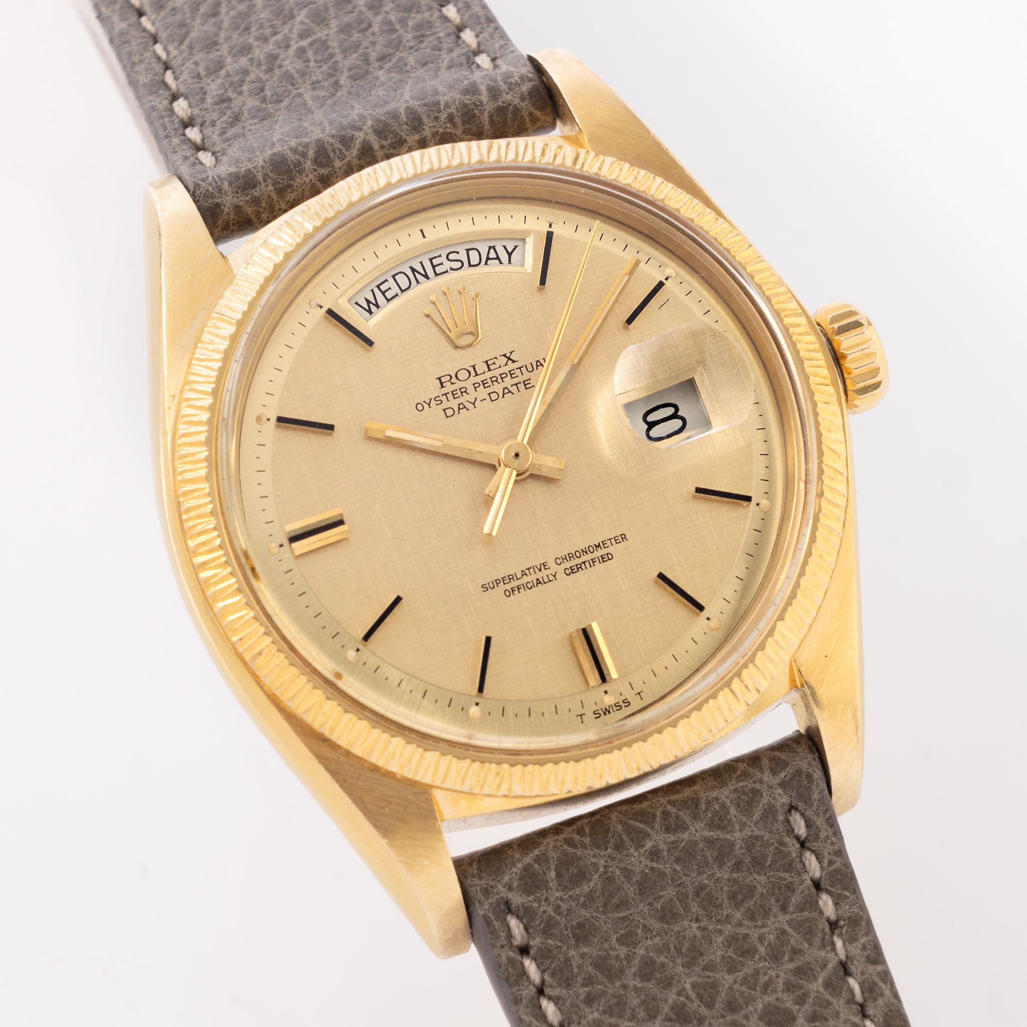 Rolex Day-Date Yellow Gold Champagne Linen Dial Ref 1807