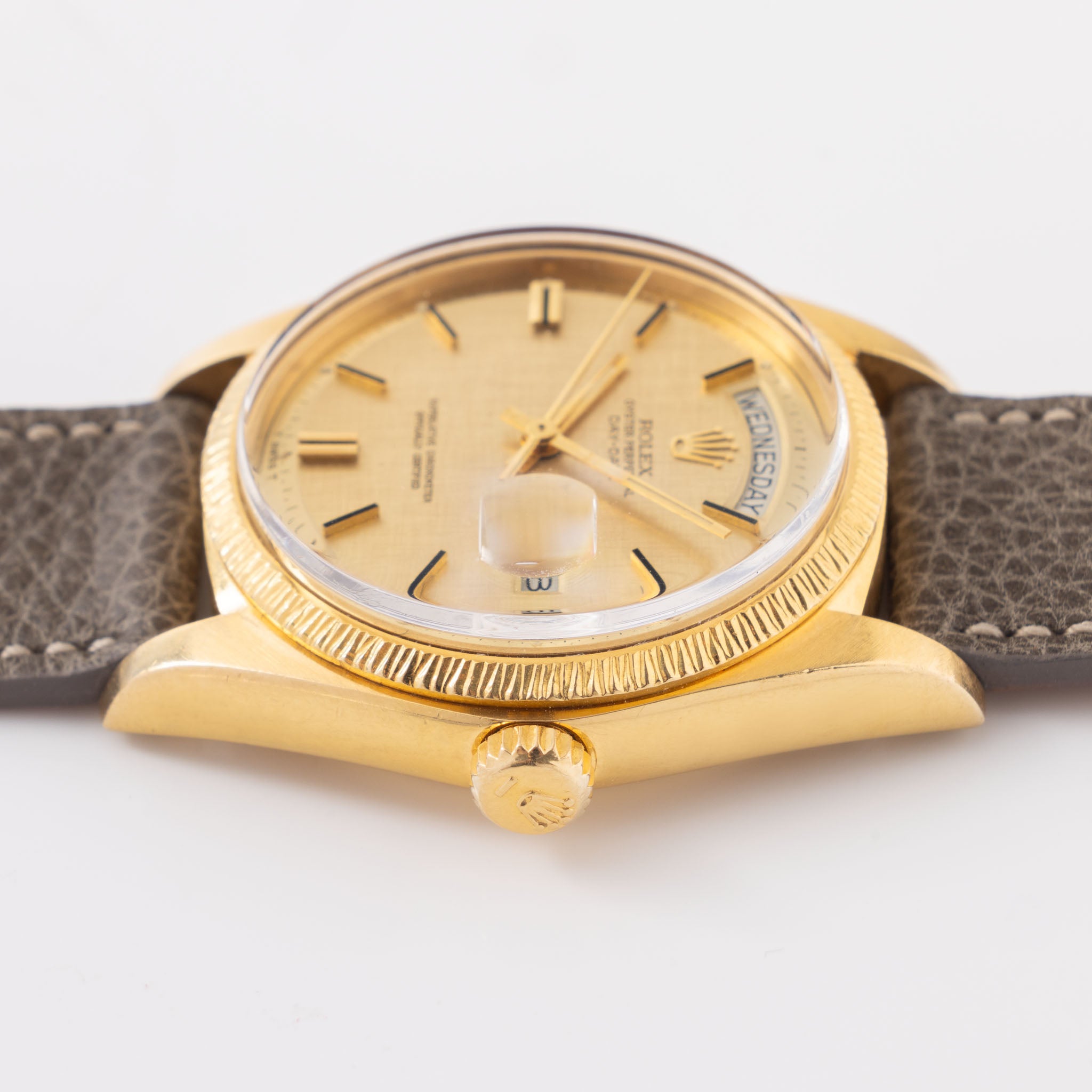 Rolex Day-Date Yellow Gold Champagne Linen Dial Ref 1807