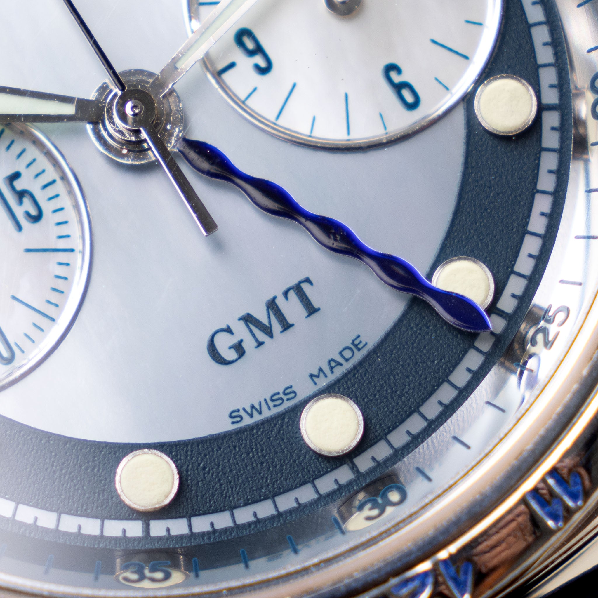 Gerald Genta GMT Mother of Pearl Dial Chronograph in Platinum Ref. G.3503.7