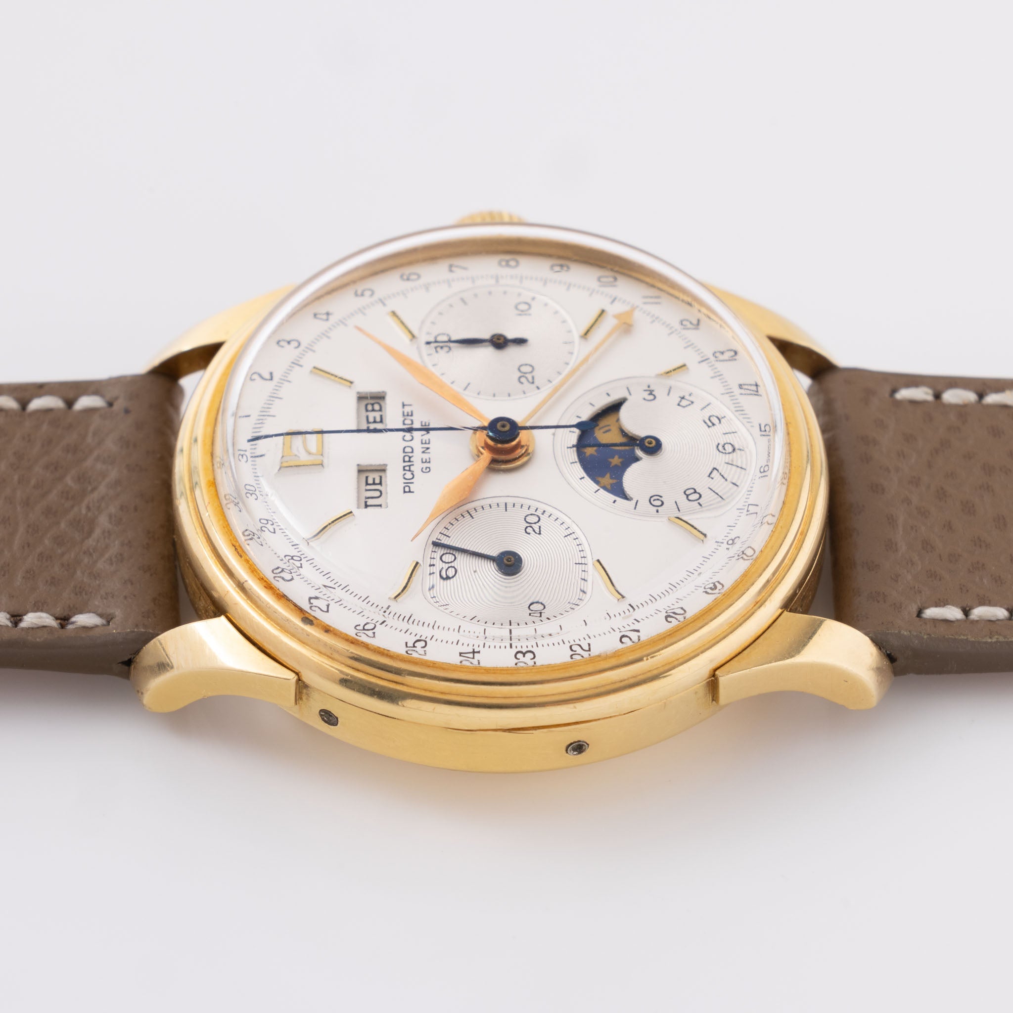 Picard Cadet Triple Date Moonphase 18k Yellow Gold Valjoux 88