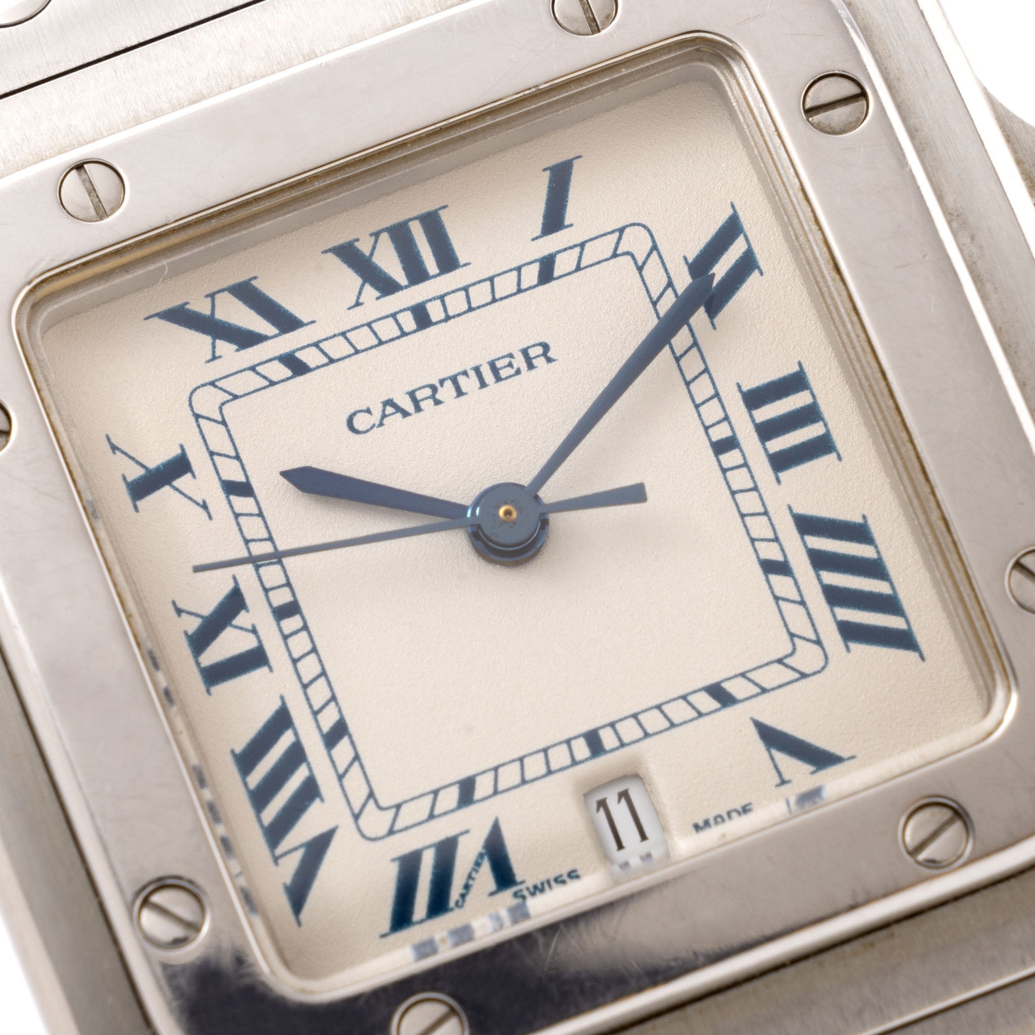 Cartier Santos Galbée cream dial blue numerals With Box and Papers Ref. 987901