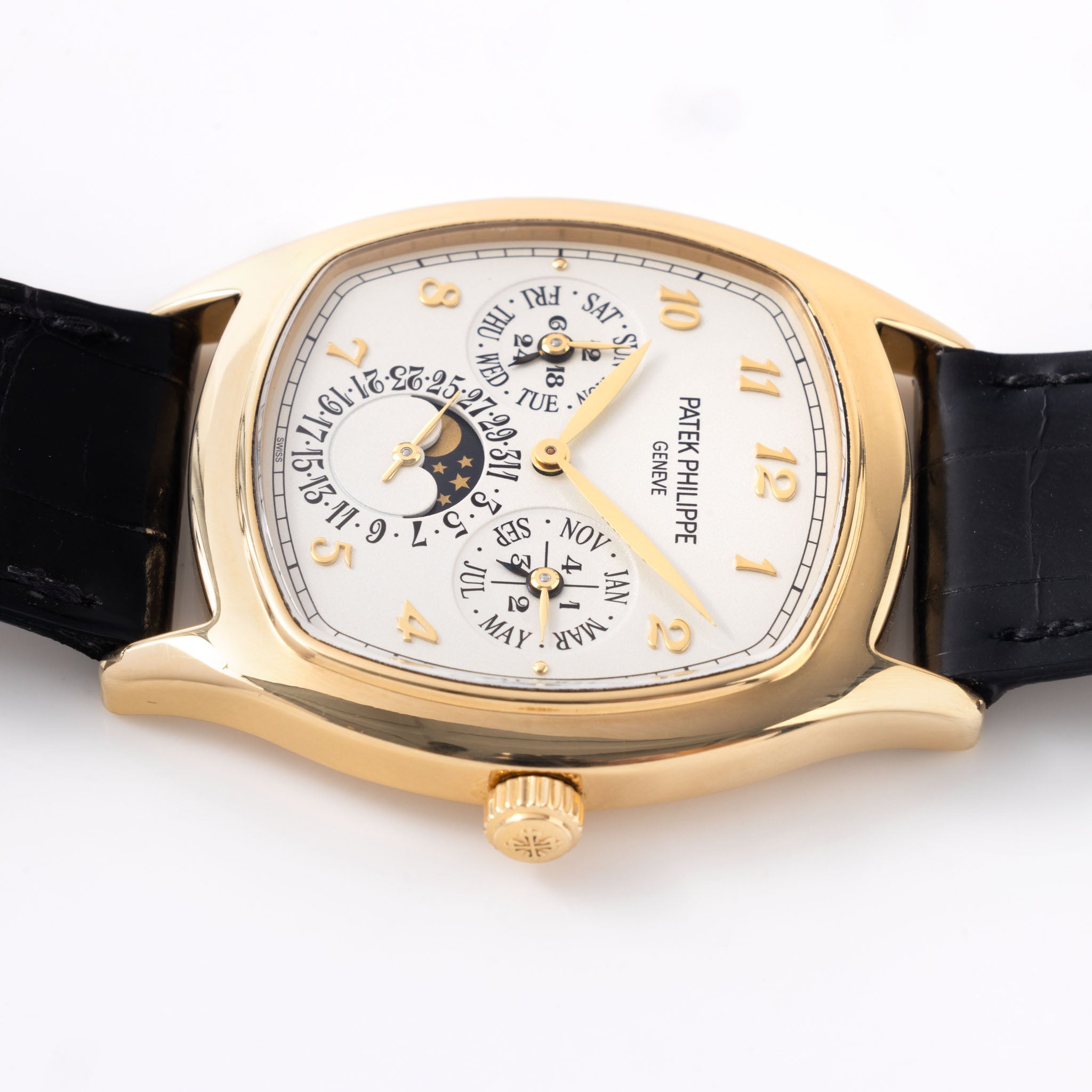 Patek Philippe Cushion Shaped Perpetual Calendar in 18k Yellow Gold Ref. 5940J with Original Certificate of Origin