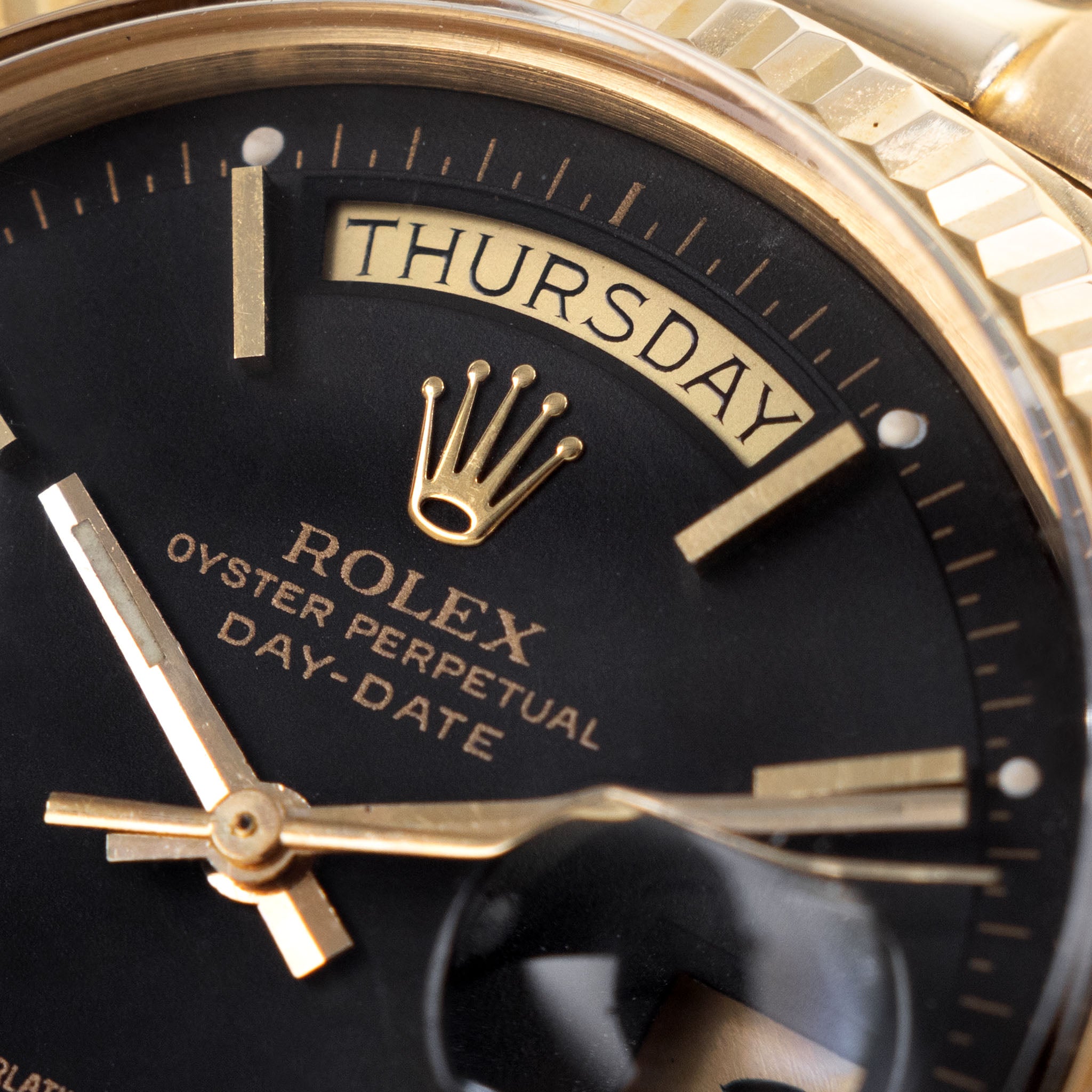 Rolex Day-Date Black Dial Ref. 1803 with Box Original Guarantee Paper Set in 18K Yellow Gold