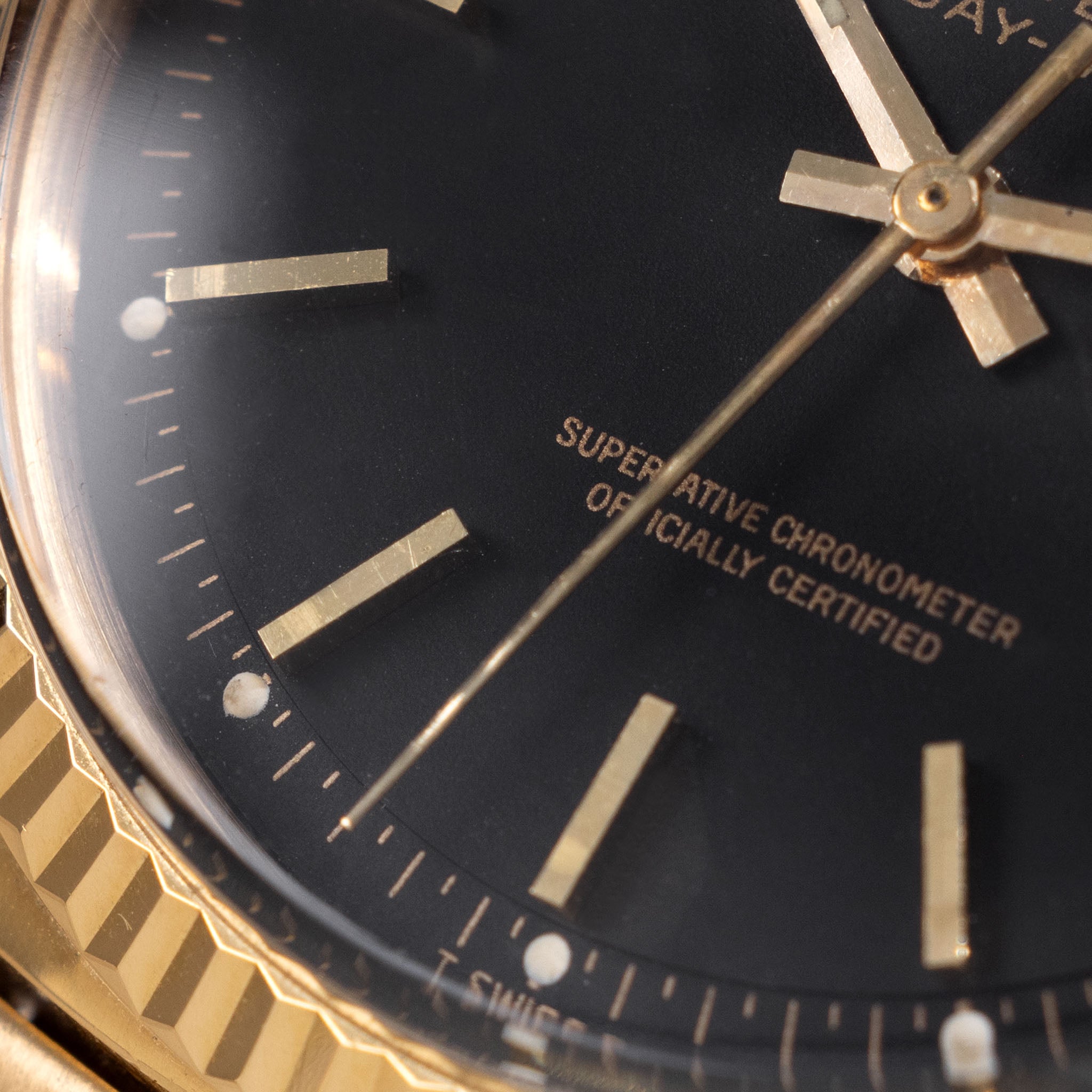 Rolex Day-Date Black Dial Ref. 1803 with Box Original Guarantee Paper Set in 18K Yellow Gold