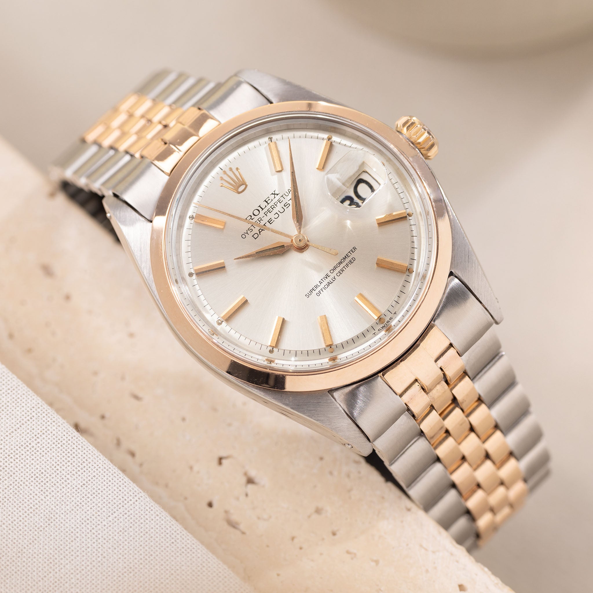 Rolex Datejust Silver Dial Steel and Rose Gold Ref. 1600