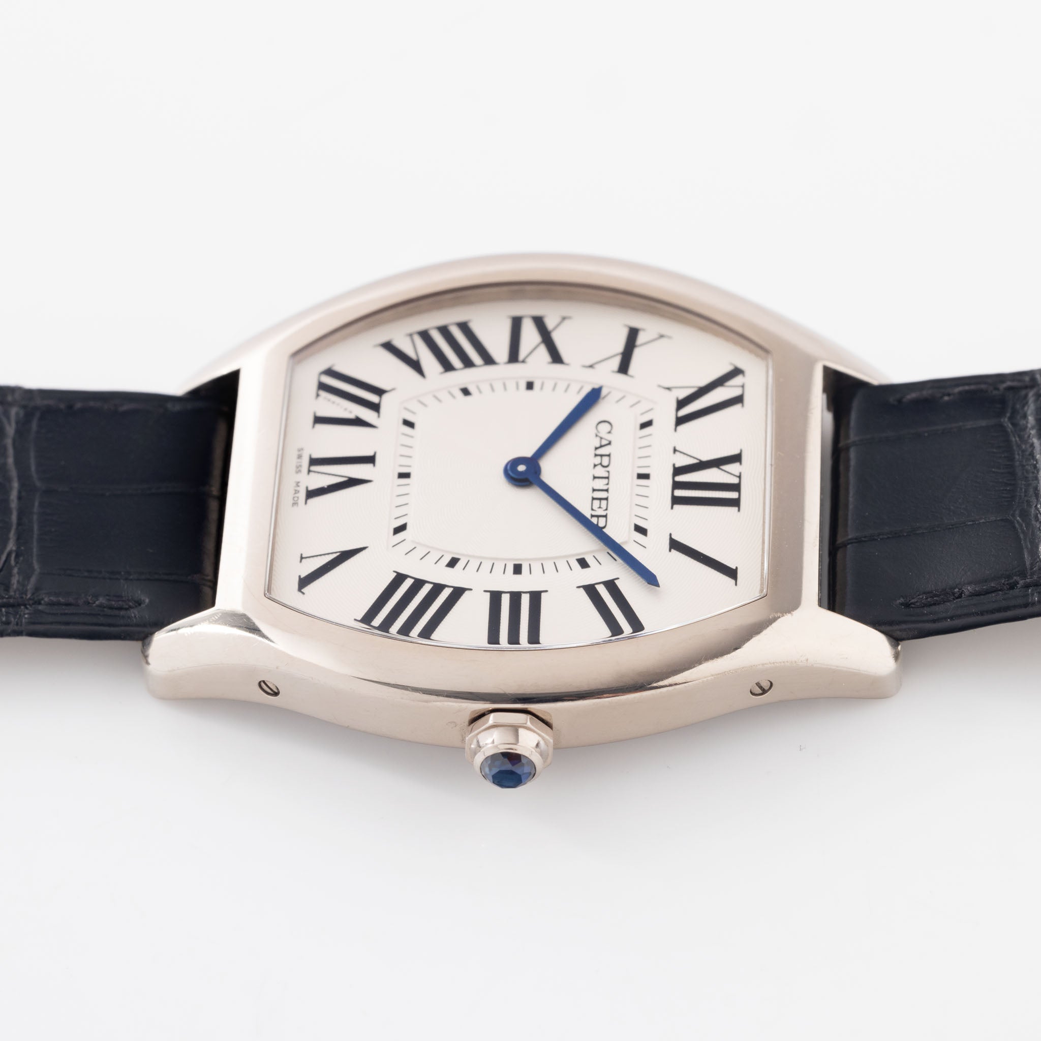 Cartier Tortue Grand in 18k White Gold "Guilloché" Dial Ref. 3798