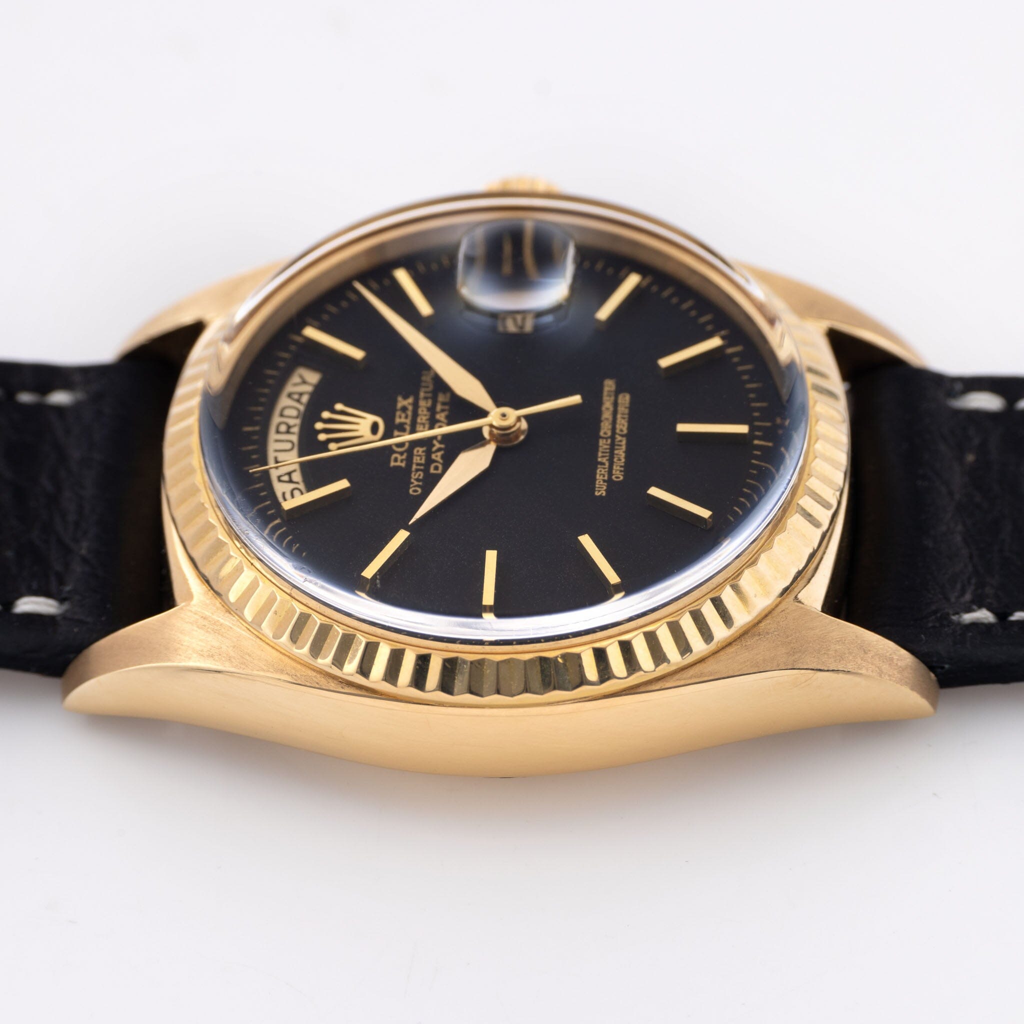 Rolex Day-Date 1803 Yellow Gold Matte Black Dial Alpha Hands