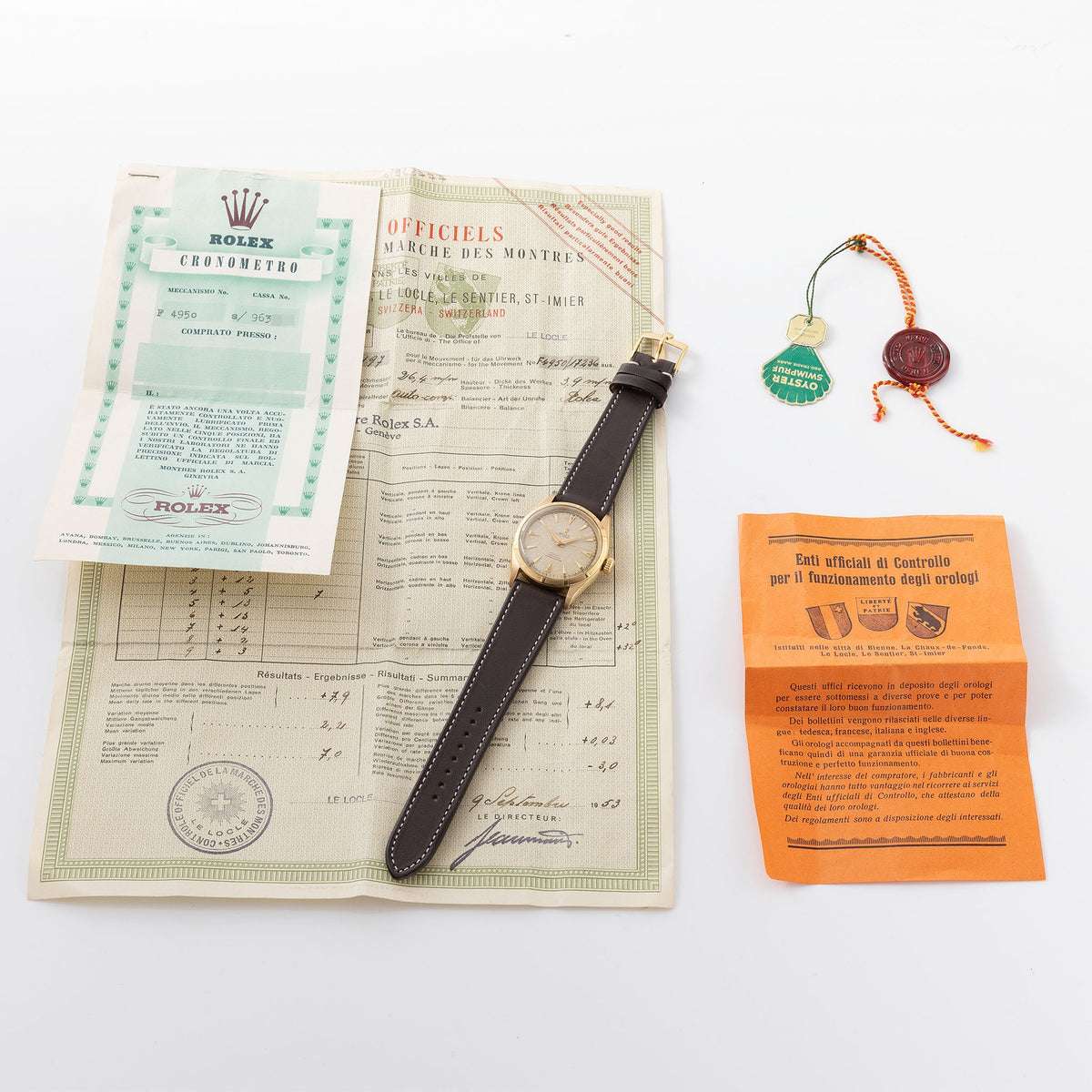 Rolex Oyster-Perpetual 6285 with Honeycomb Red Writing Dial in 18K Yel
