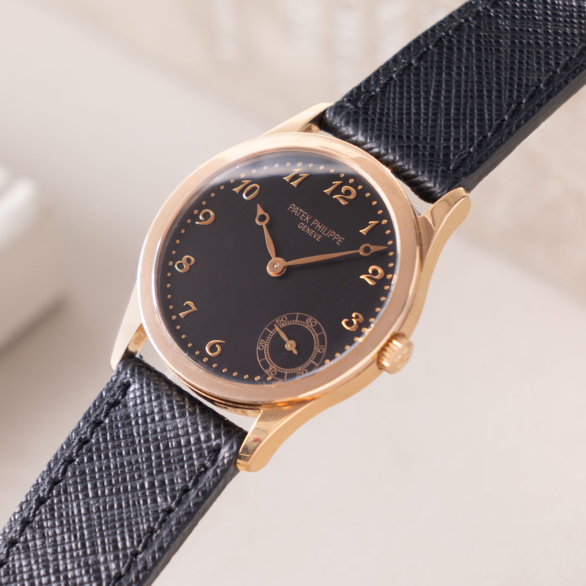 Patek Philippe Calatrava Ref. 5026R Black Dial Breguet Numerals in 18K Rose Gold with Original Certificate of Origin