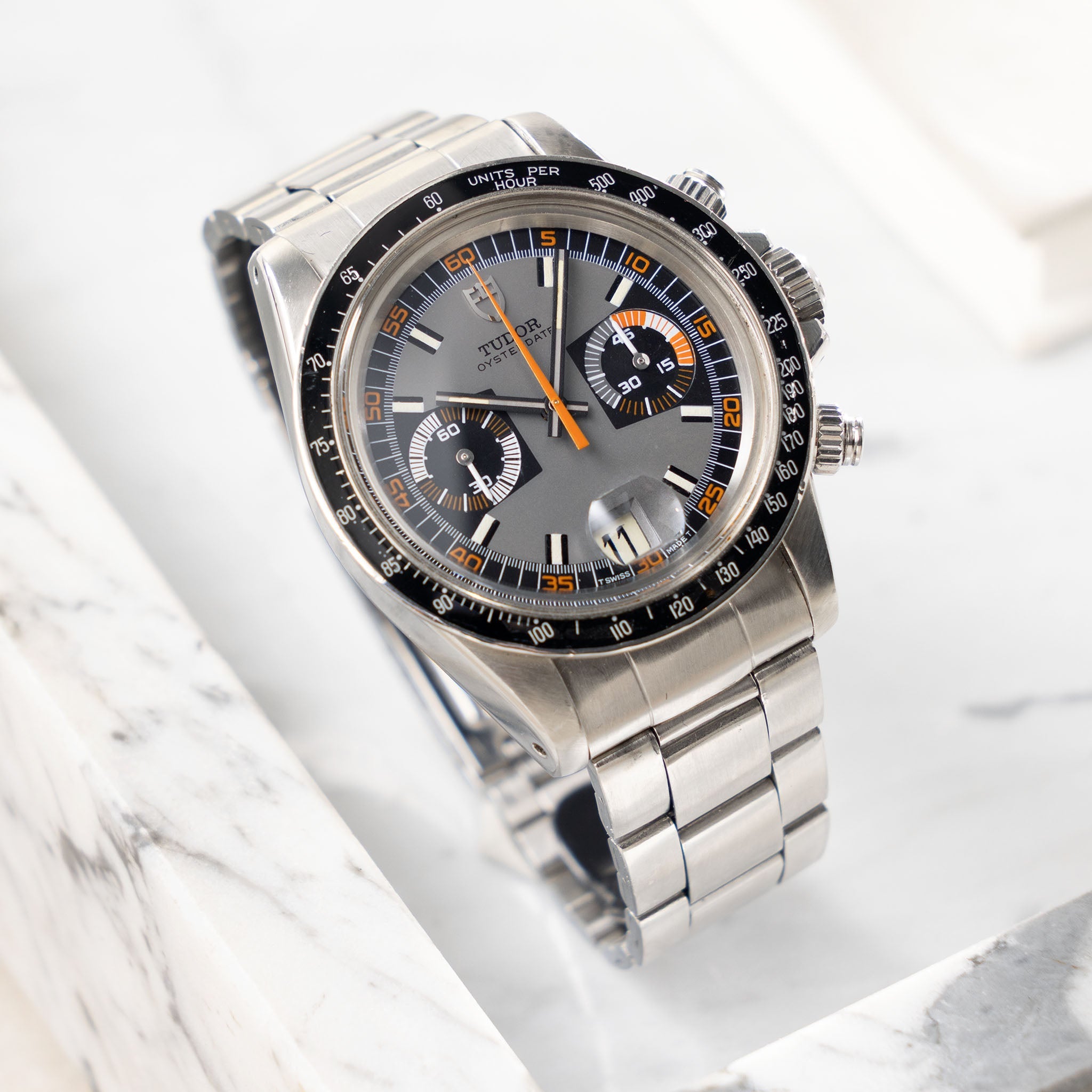 Tudor "Monte Carlo " chronograph grey dial ref 7149 / 0 “mystery  engraving “