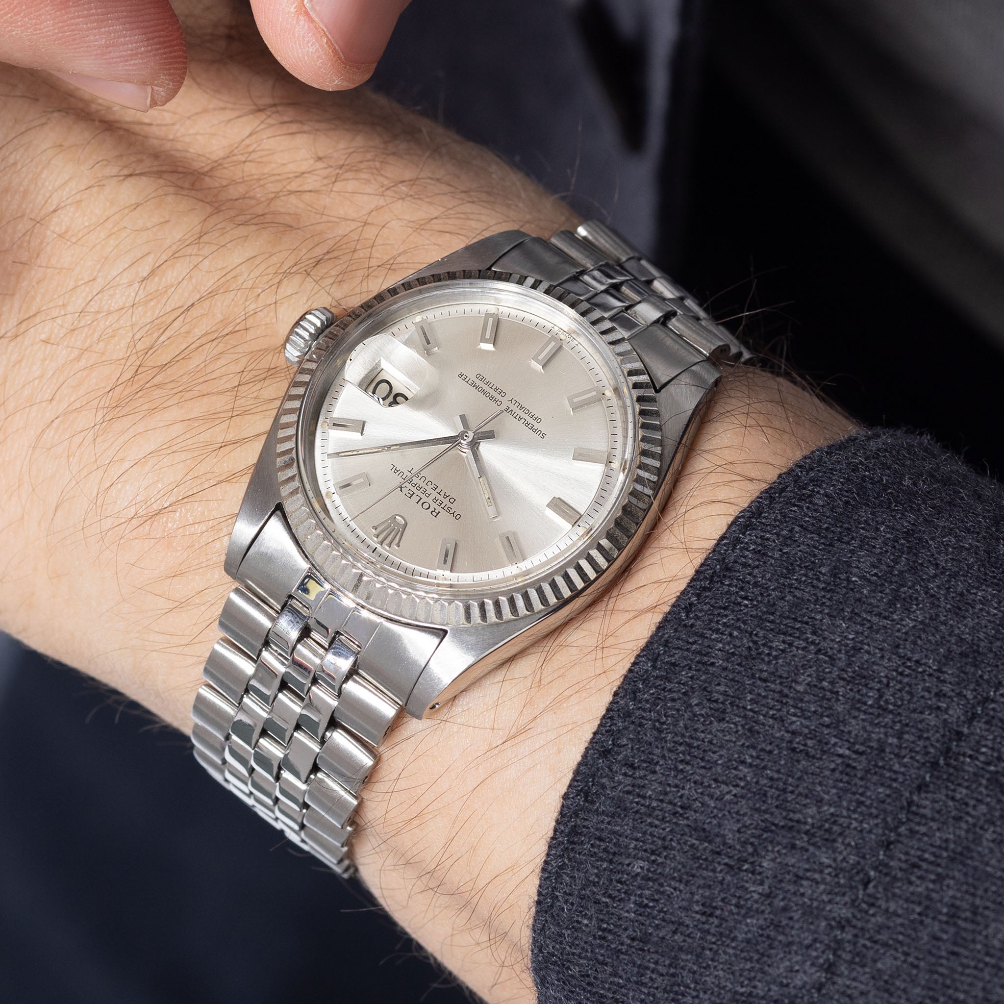 Rolex Datejust Silver "Singer " dial ref 1601