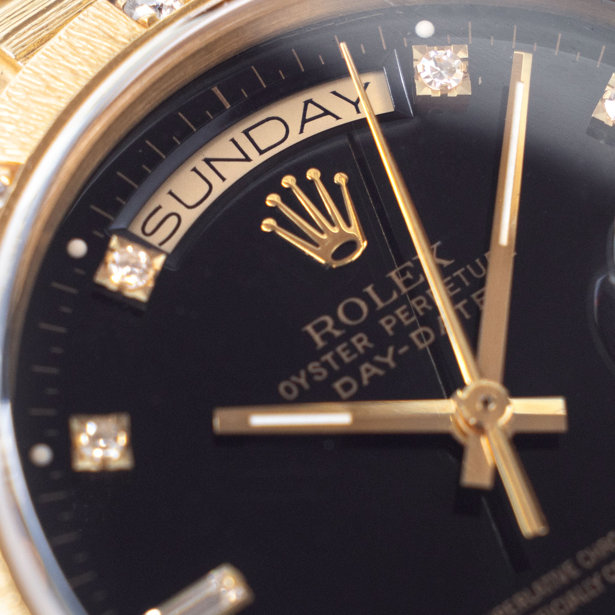 Rolex Day-Date Black Diamond Dial Ref. 18078 Bark Finish Black Dial With Diamond Indices