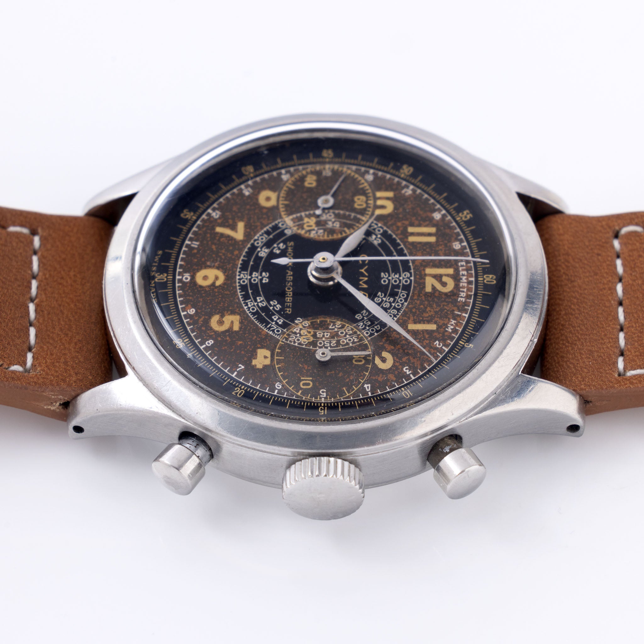 Cyma Chronograph Two-Tone Tropical Dial "clamshell " case
