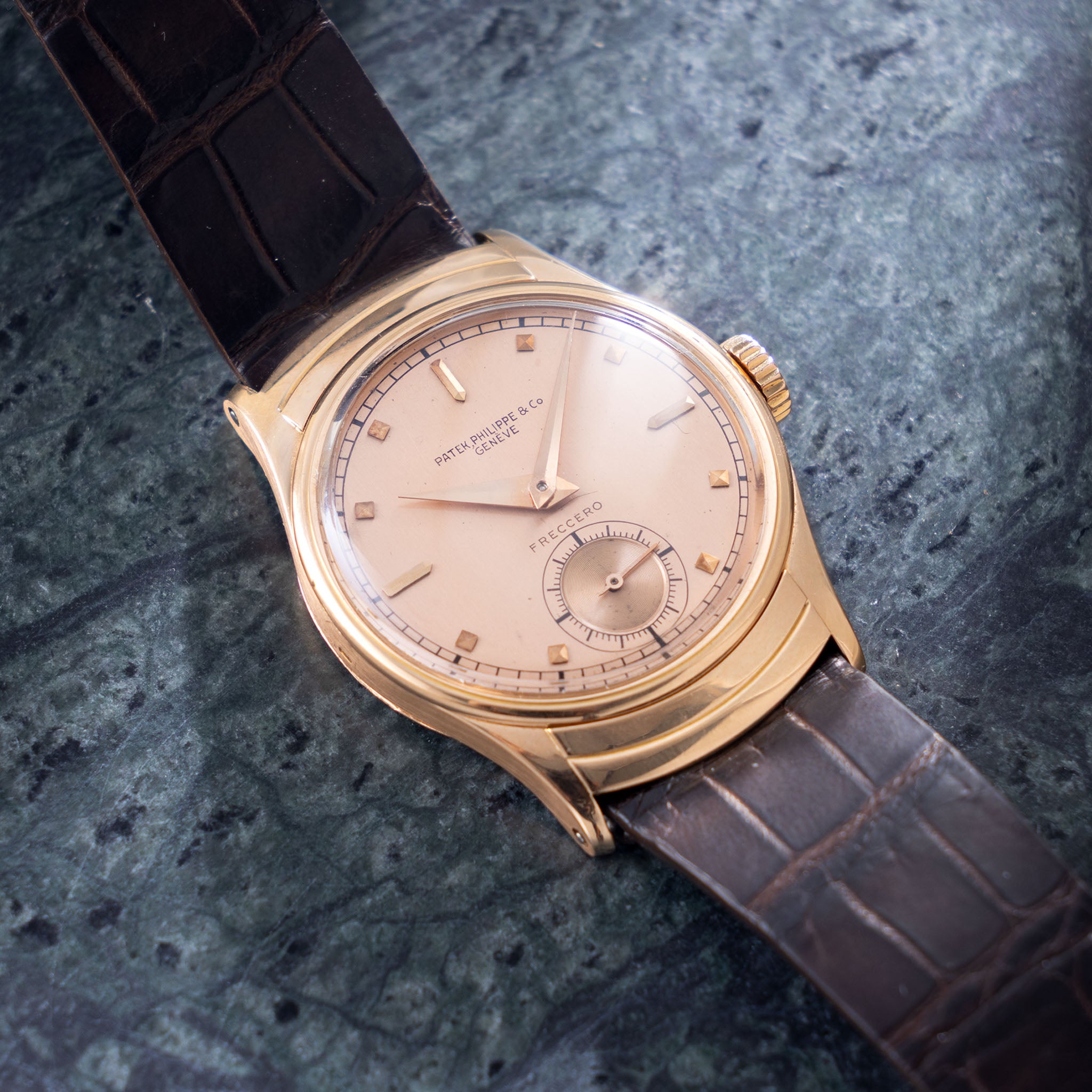 Patek Philippe Calatrava ref 539 "Armadillo" pink on pink double signed Freccero in 18k pink gold