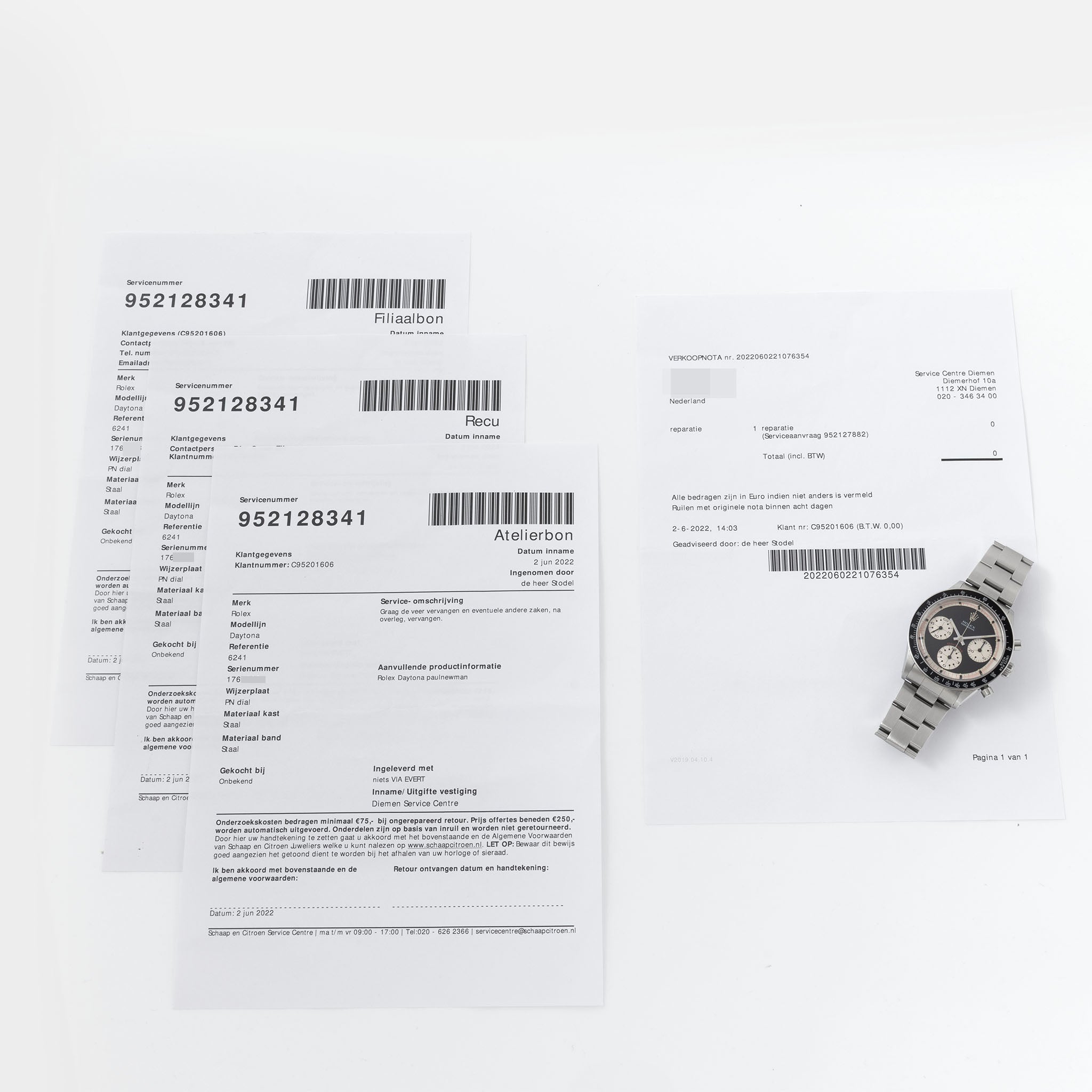 Rolex Cosmograph Daytona 6241 Black Tri-Color Paul Newman dial with Rolex service papers