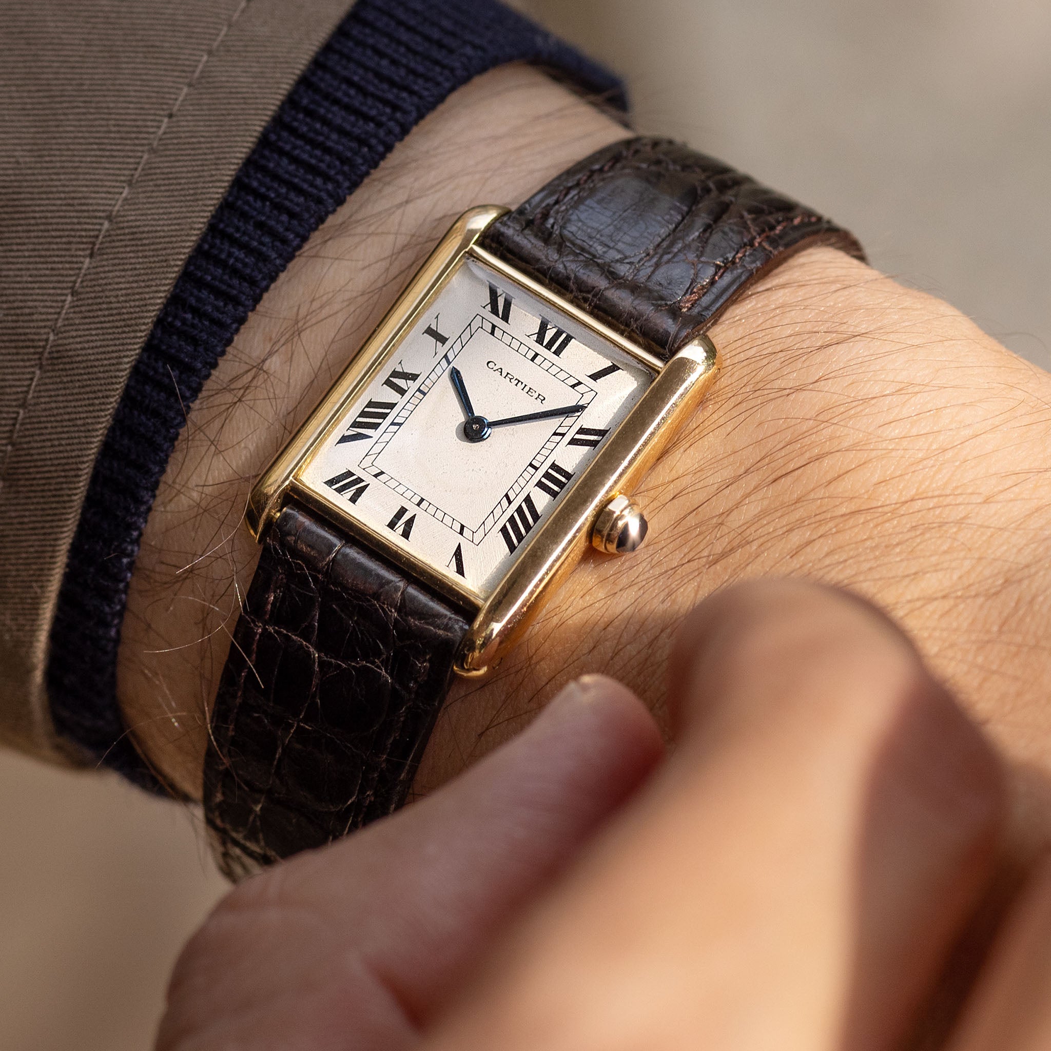 Cartier Tank Louis 'Extra Platte' 1960s Jaeger Movement in 18k Yellow Gold